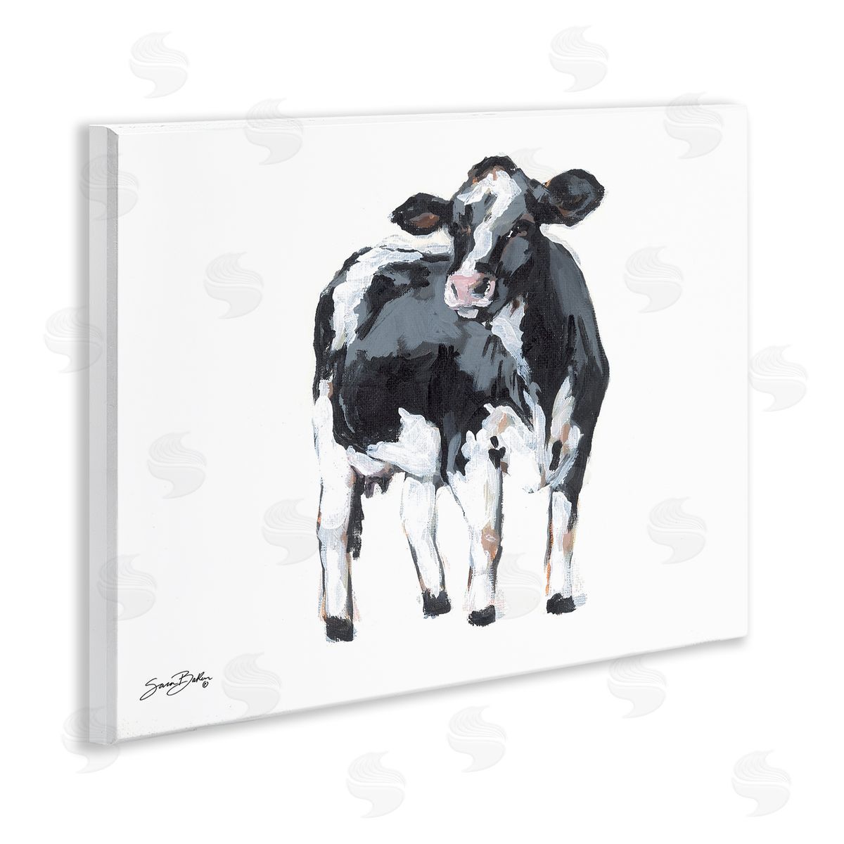 Sara Baker Dairy Cow Gazing Canvas Wall Art Print
