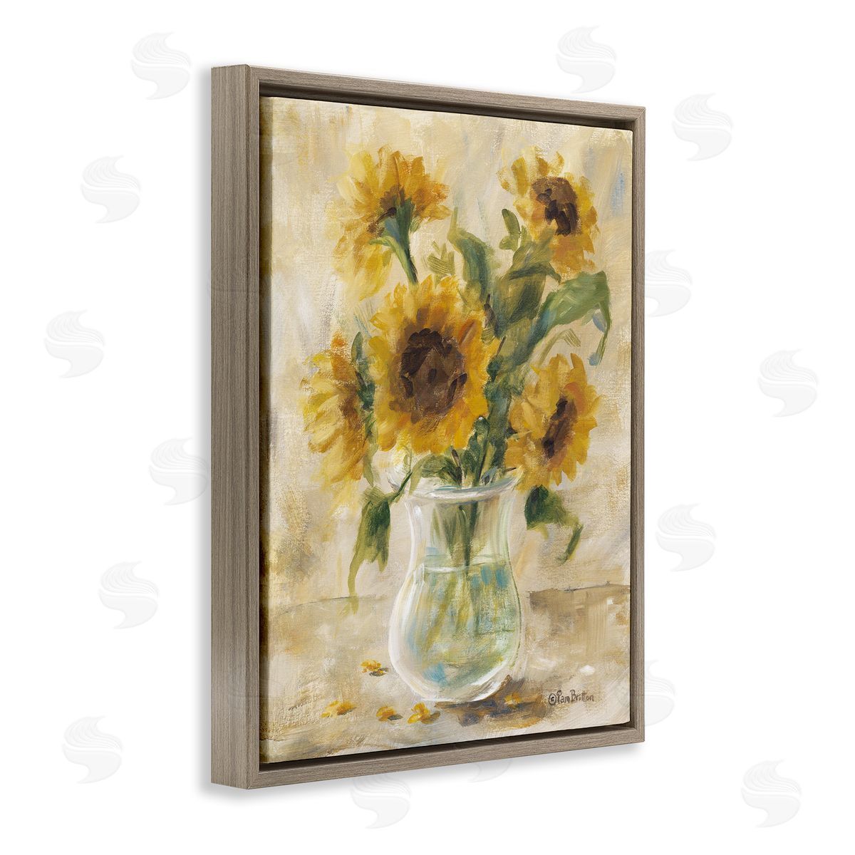 Pam Britton Sunflowers with Falling Petals Canvas Wall Art Print