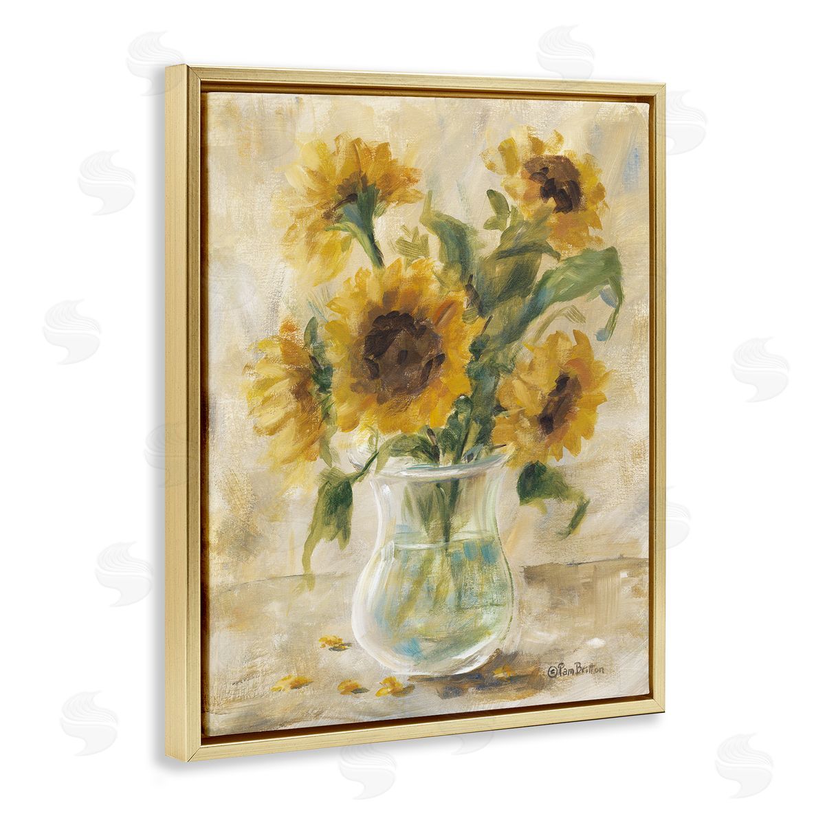 Pam Britton Sunflowers with Falling Petals Canvas Wall Art Print