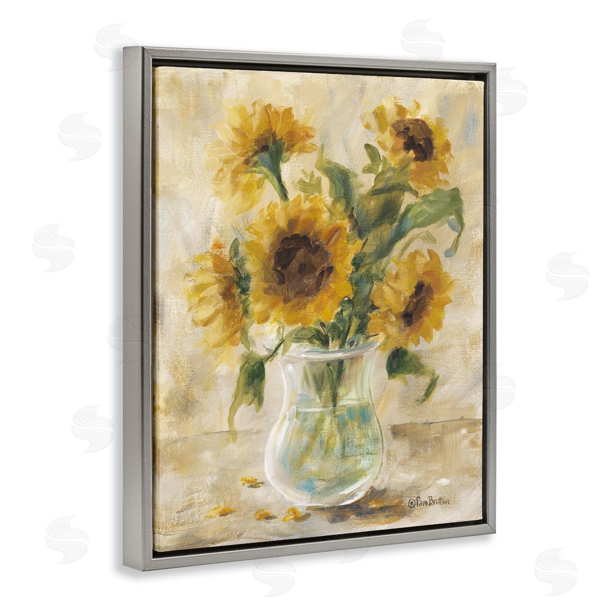 Pam Britton Sunflowers with Falling Petals Canvas Wall Art Print