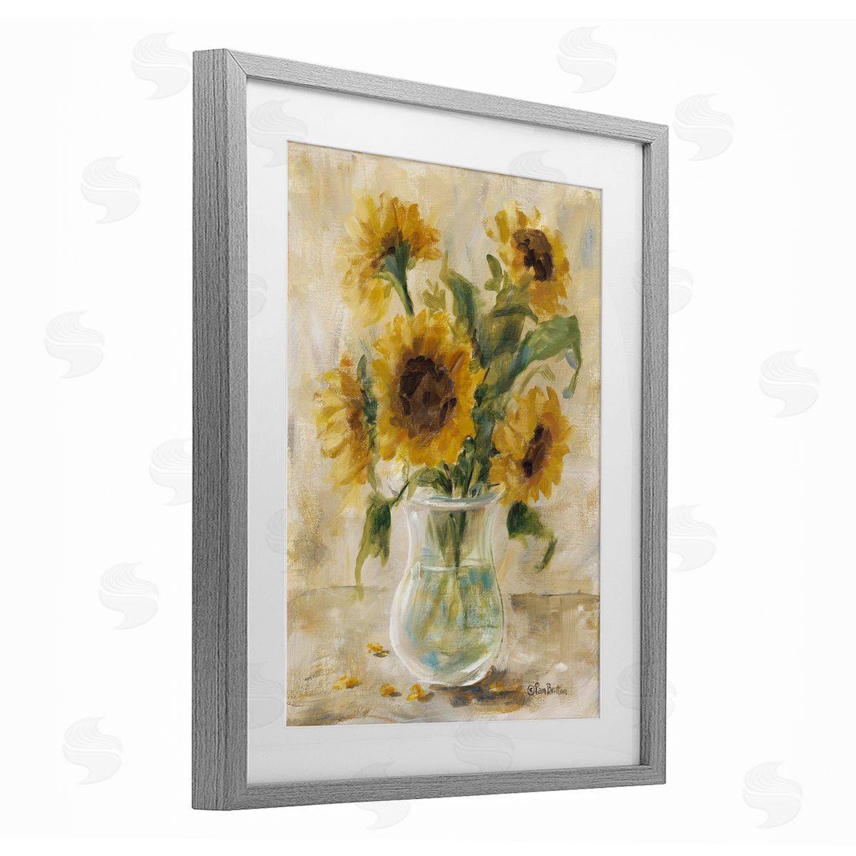 Pam Britton Sunflowers with Falling Petals Canvas Wall Art Print
