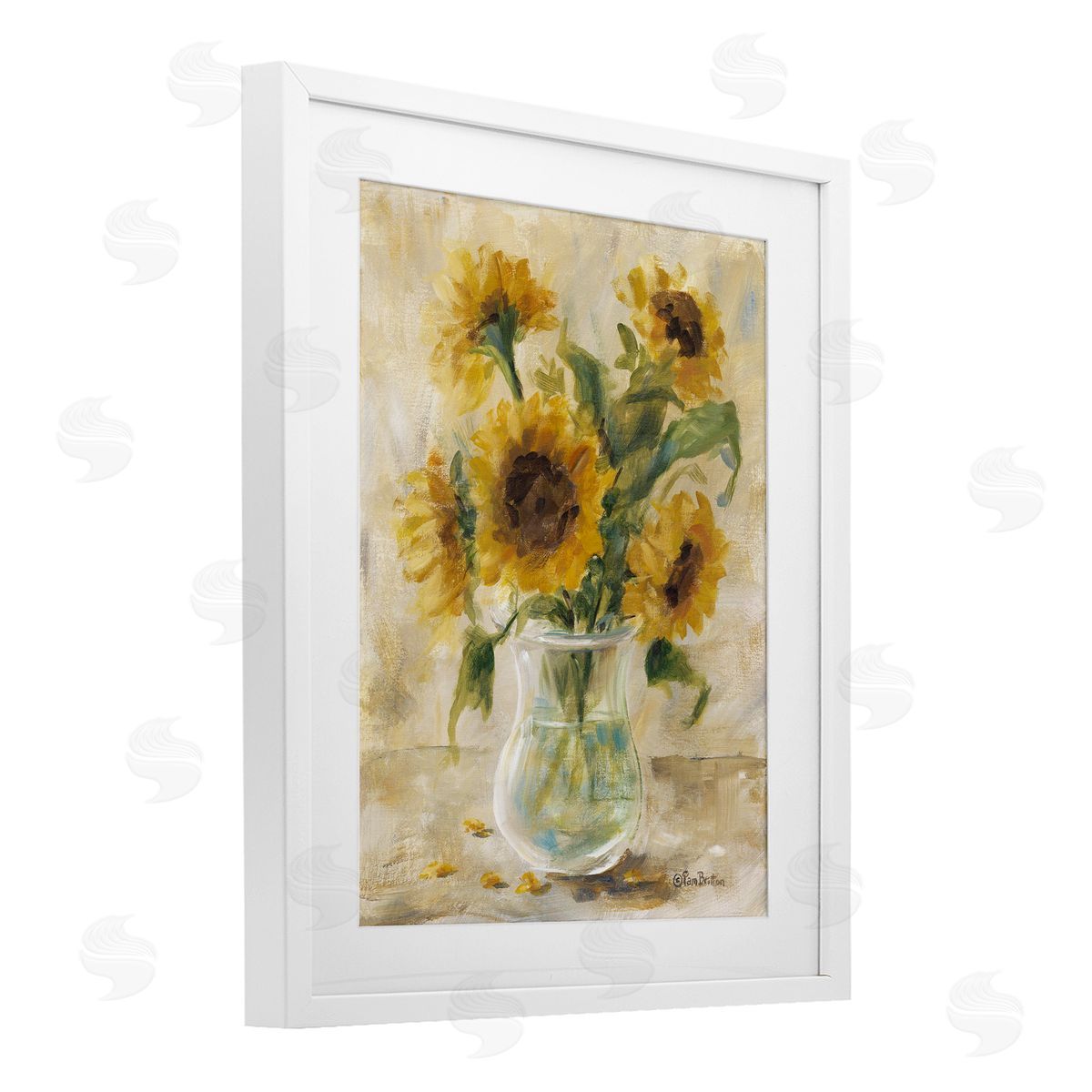 Pam Britton Sunflowers with Falling Petals Canvas Wall Art Print