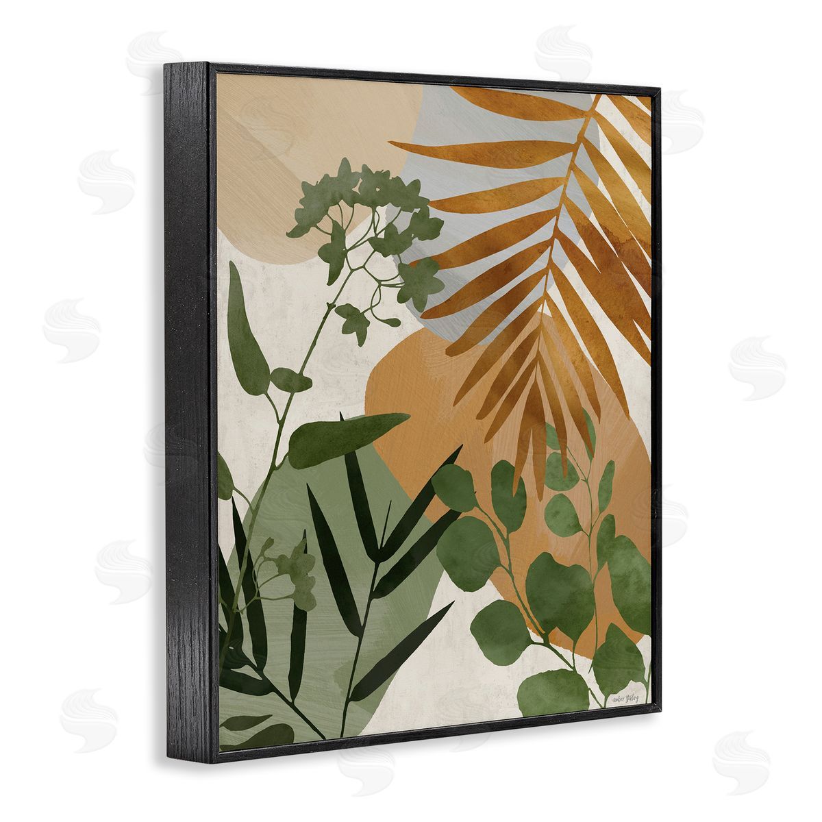 Amber Sterling Earthy Tropical Leaves Canvas Wall Art Print
