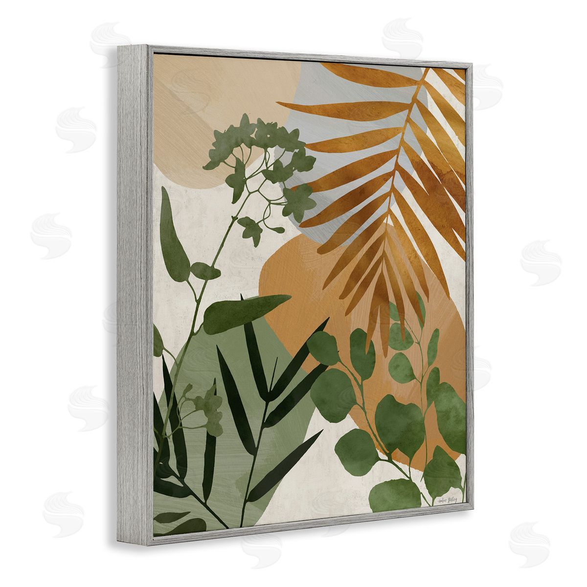 Amber Sterling Earthy Tropical Leaves Canvas Wall Art Print