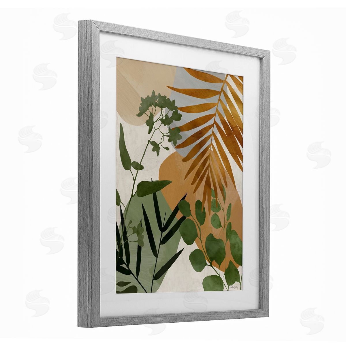 Amber Sterling Earthy Tropical Leaves Canvas Wall Art Print