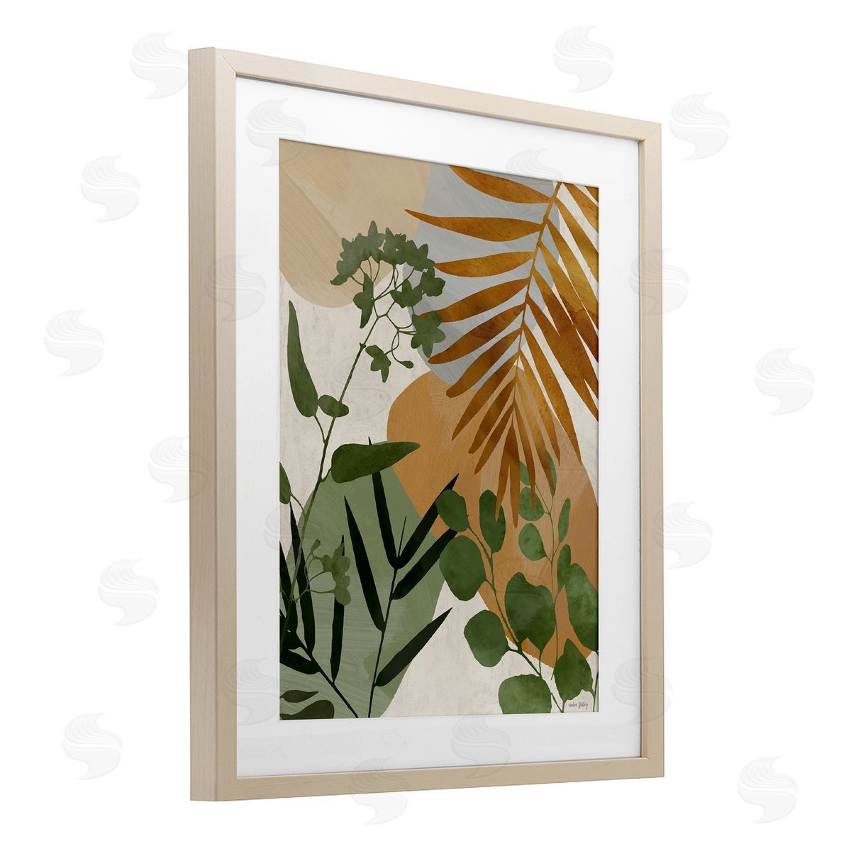 Amber Sterling Earthy Tropical Leaves Canvas Wall Art Print