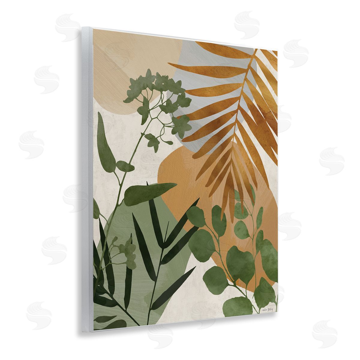 Amber Sterling Earthy Tropical Leaves Canvas Wall Art Print