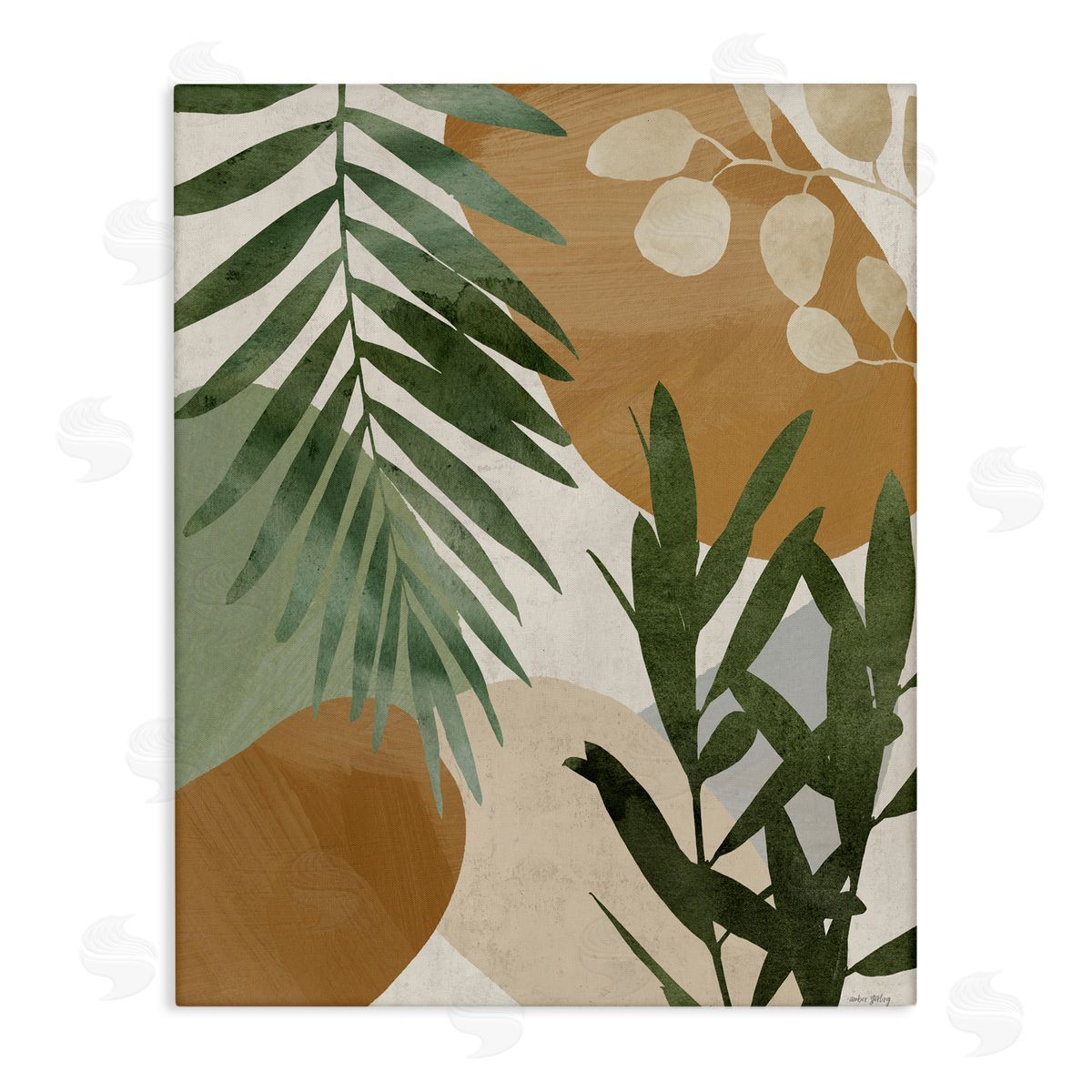 Amber Sterling Southwestern Tropical Leaves Canvas Wall Art Print