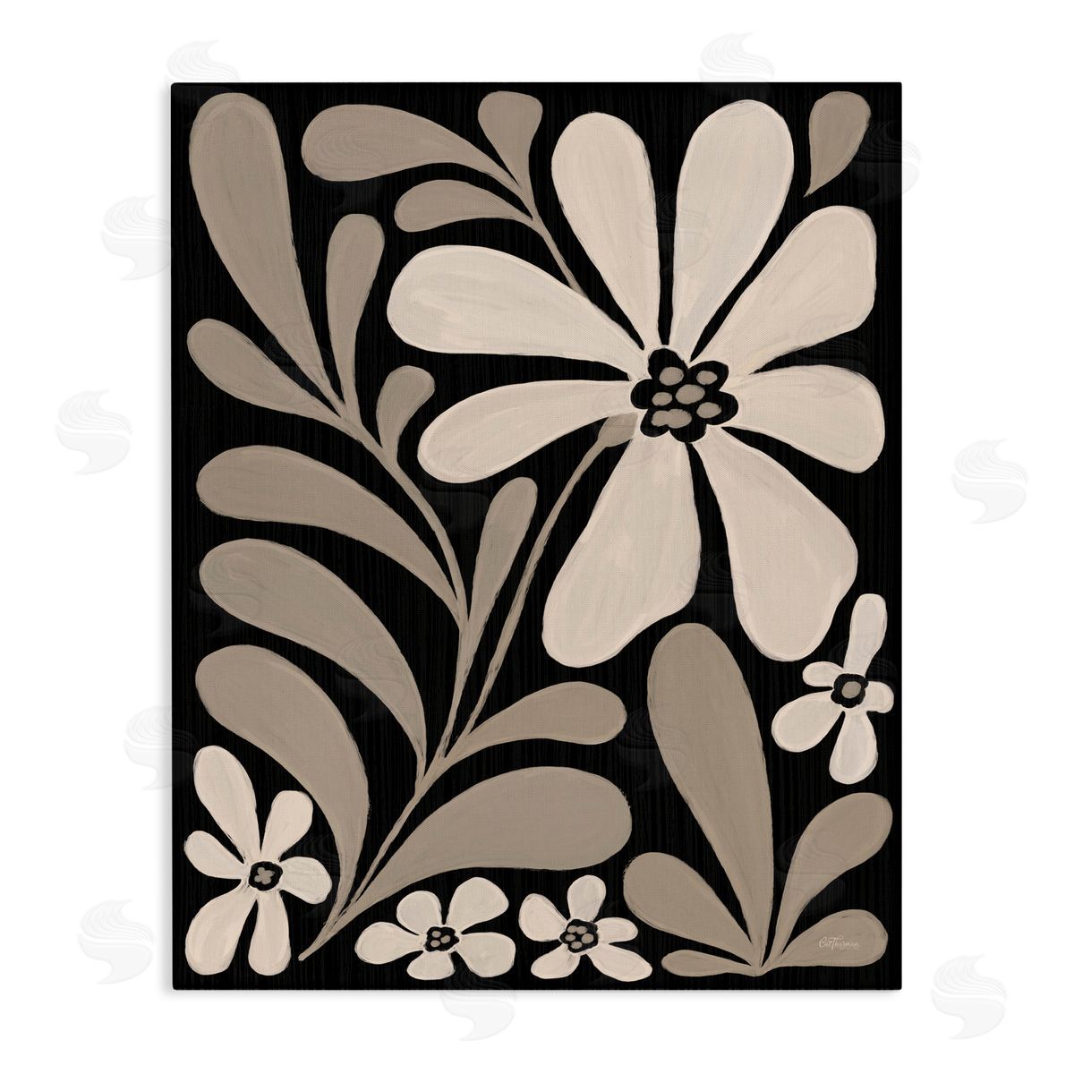 Cat Thurman Designs Cream Modern Floral Canvas Wall Art Print