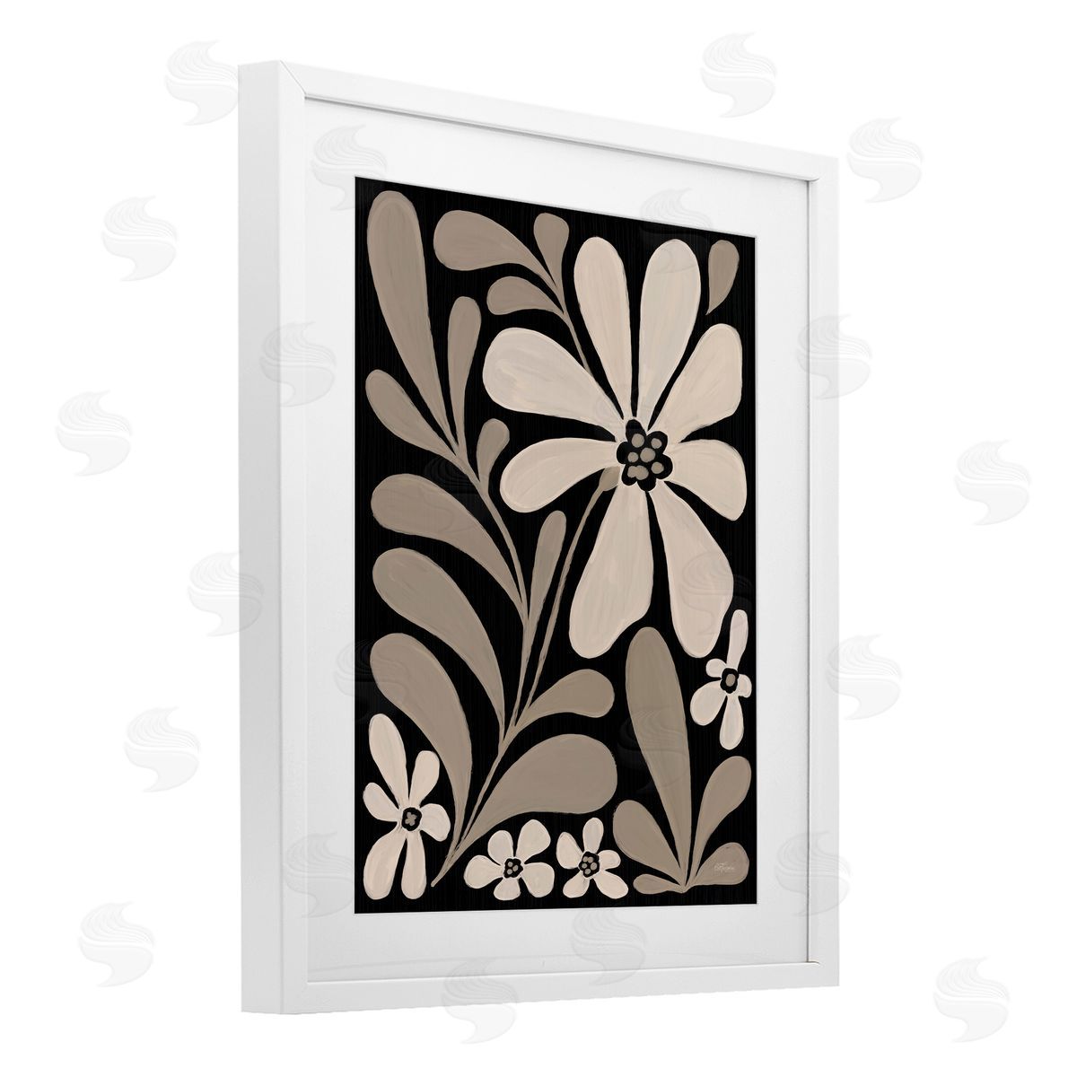 Cat Thurman Designs Cream Modern Floral Canvas Wall Art Print