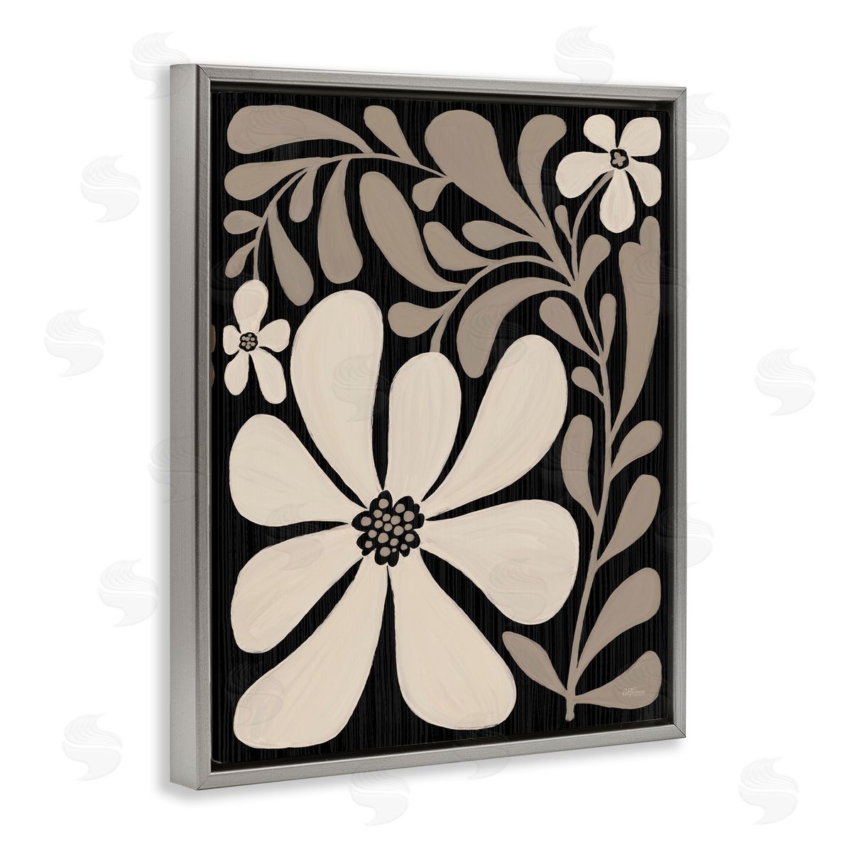Cat Thurman Designs Cream Modern Florals Canvas Wall Art Print