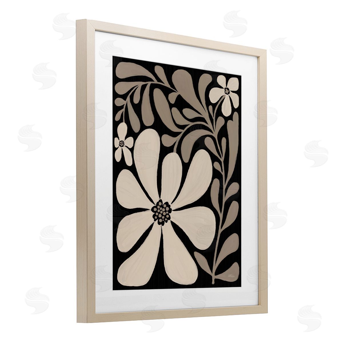 Cat Thurman Designs Cream Modern Florals Canvas Wall Art Print