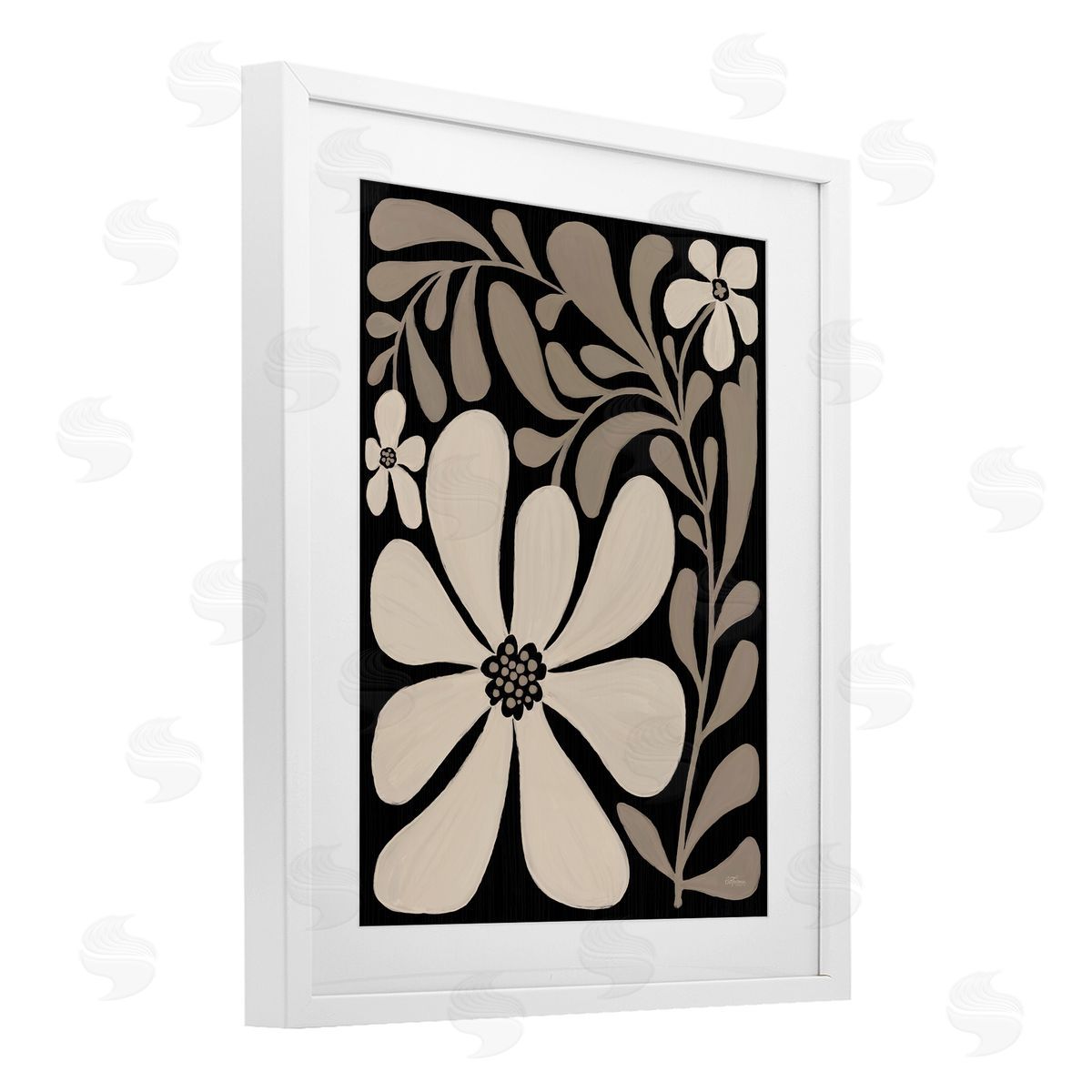 Cat Thurman Designs Cream Modern Florals Canvas Wall Art Print