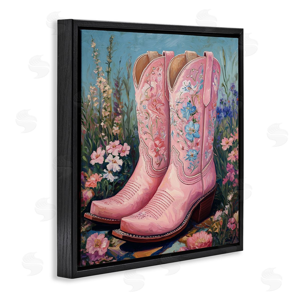 Heidi Kuntz Wildflower Pink Cowgirl Boots Canvas Wall Art Print