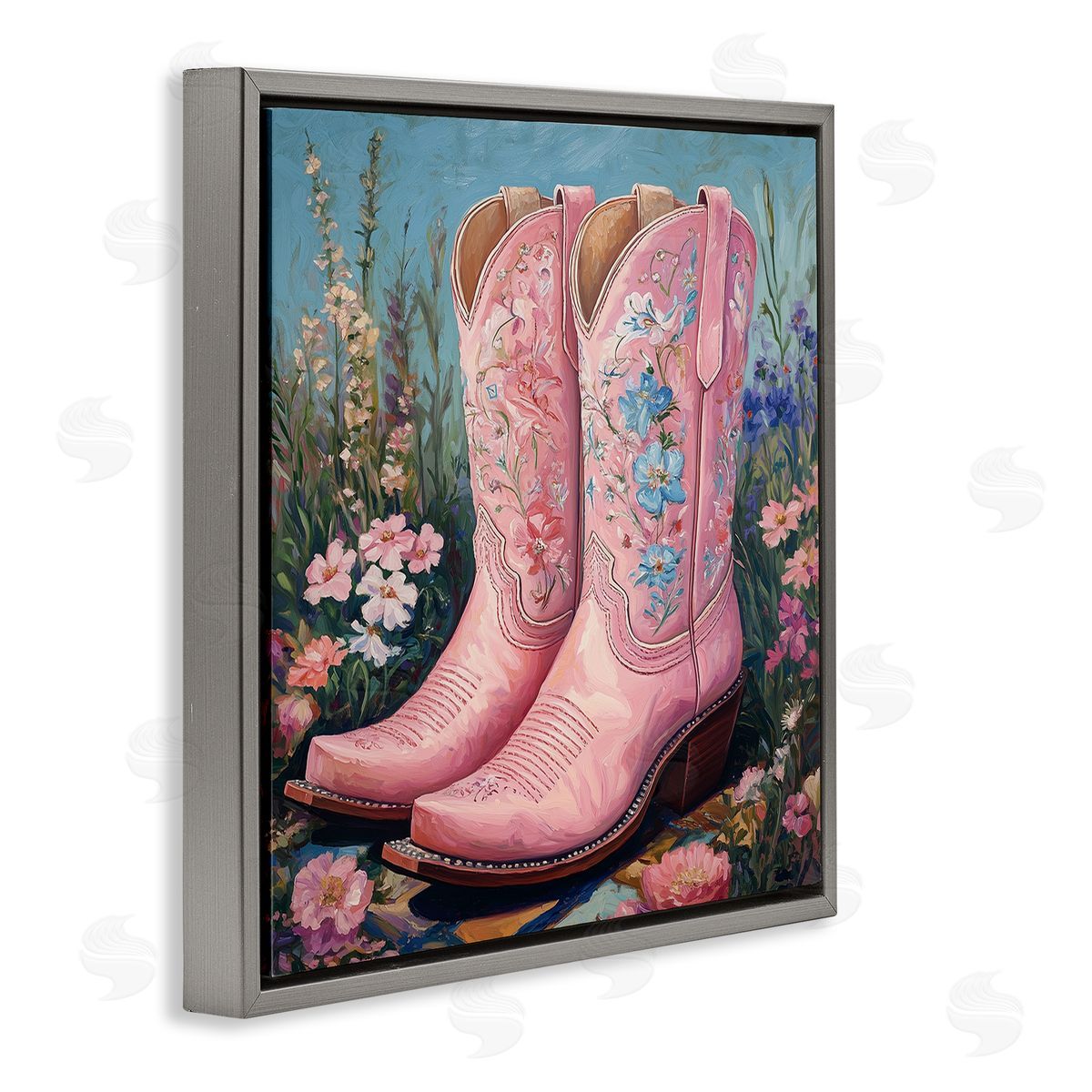 Heidi Kuntz Wildflower Pink Cowgirl Boots Canvas Wall Art Print