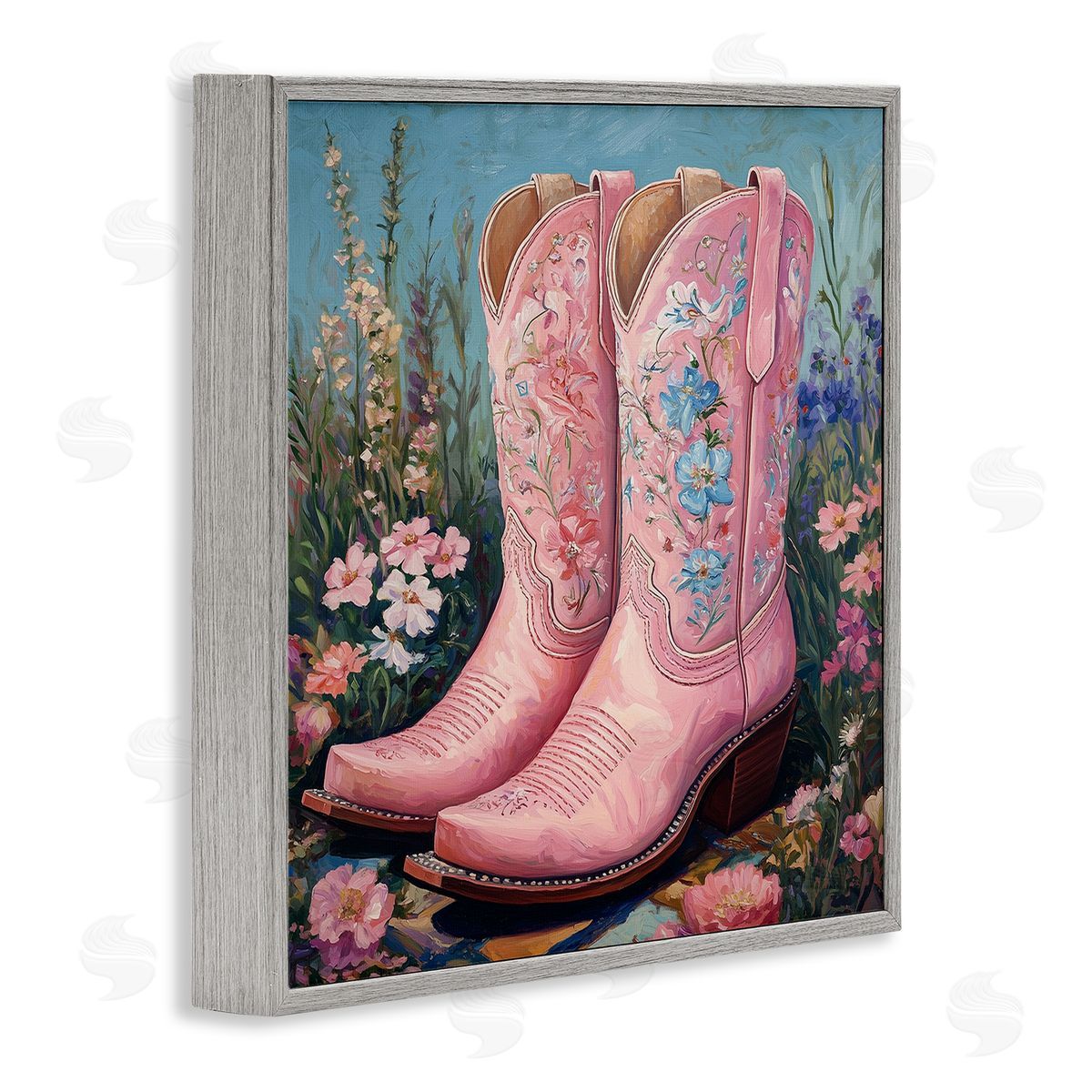 Heidi Kuntz Wildflower Pink Cowgirl Boots Canvas Wall Art Print