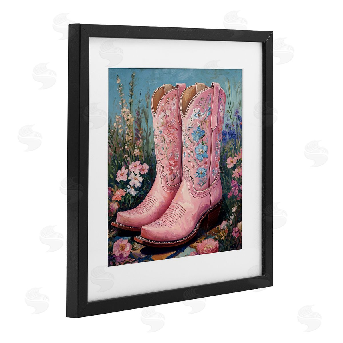 Heidi Kuntz Wildflower Pink Cowgirl Boots Canvas Wall Art Print