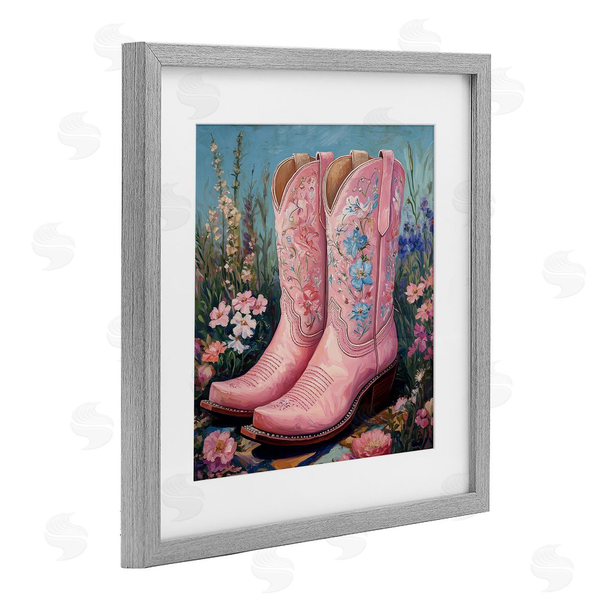 Heidi Kuntz Wildflower Pink Cowgirl Boots Canvas Wall Art Print
