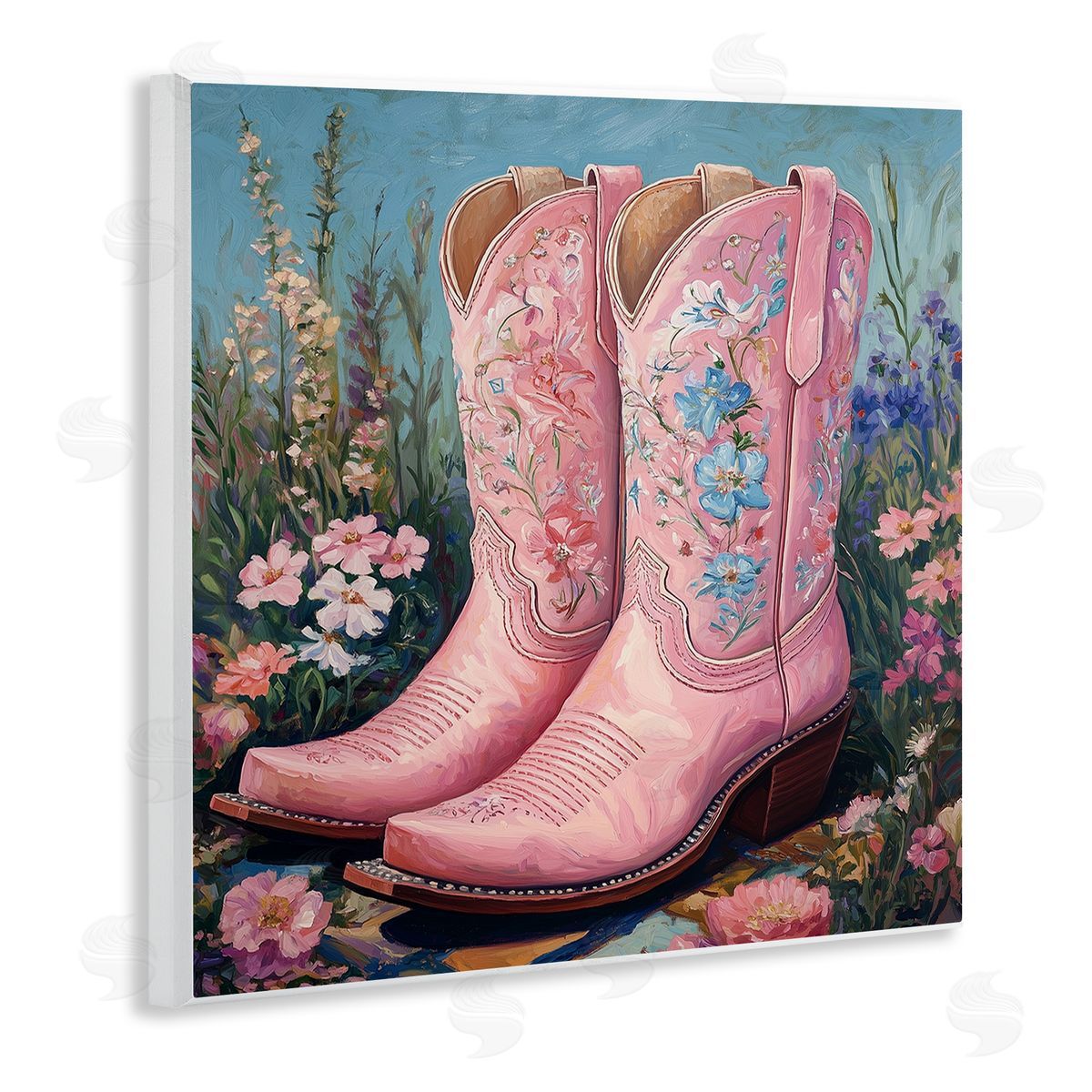 Heidi Kuntz Wildflower Pink Cowgirl Boots Canvas Wall Art Print