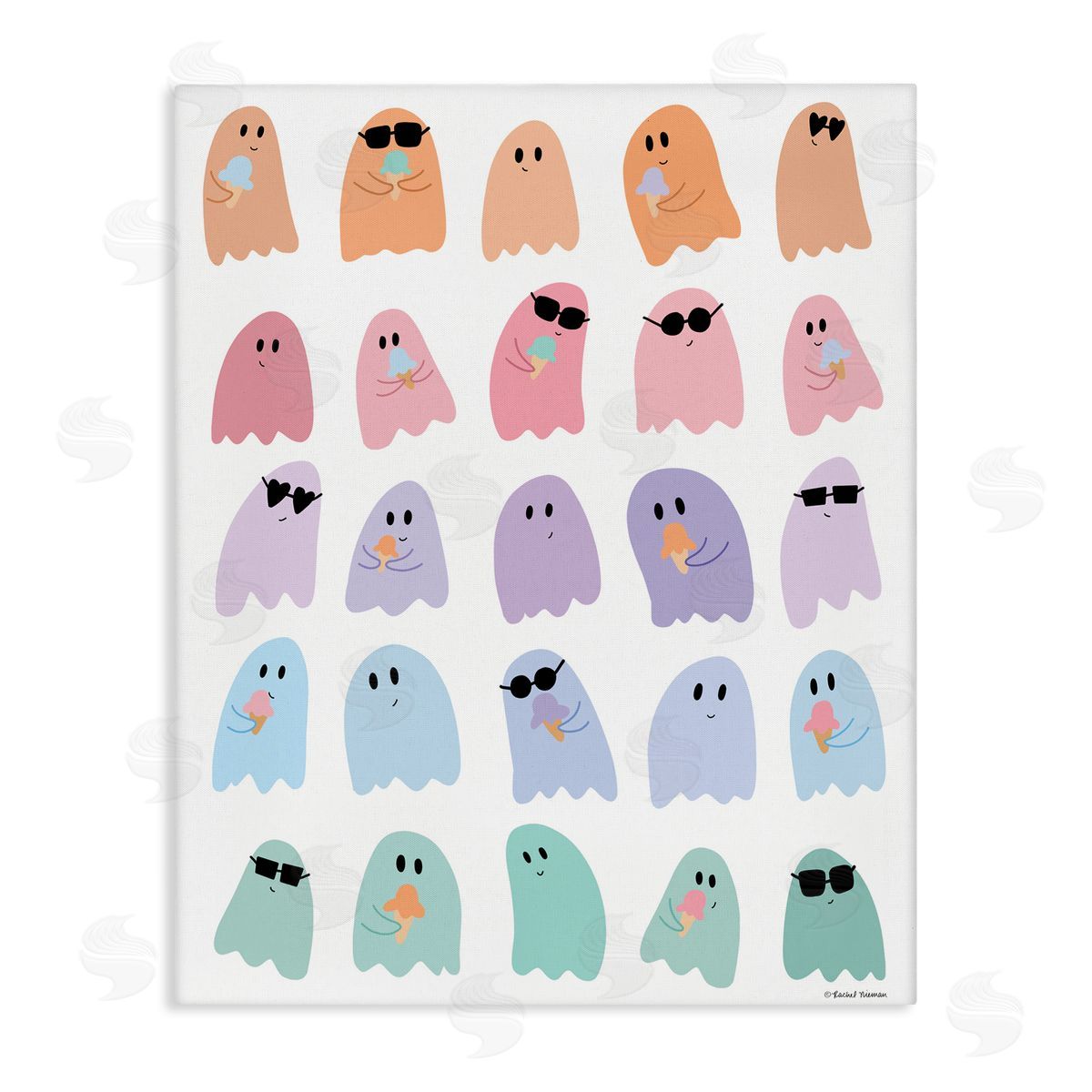 Rachel Nieman Spooky Cute Pastel Ghosts Canvas Wall Art Print