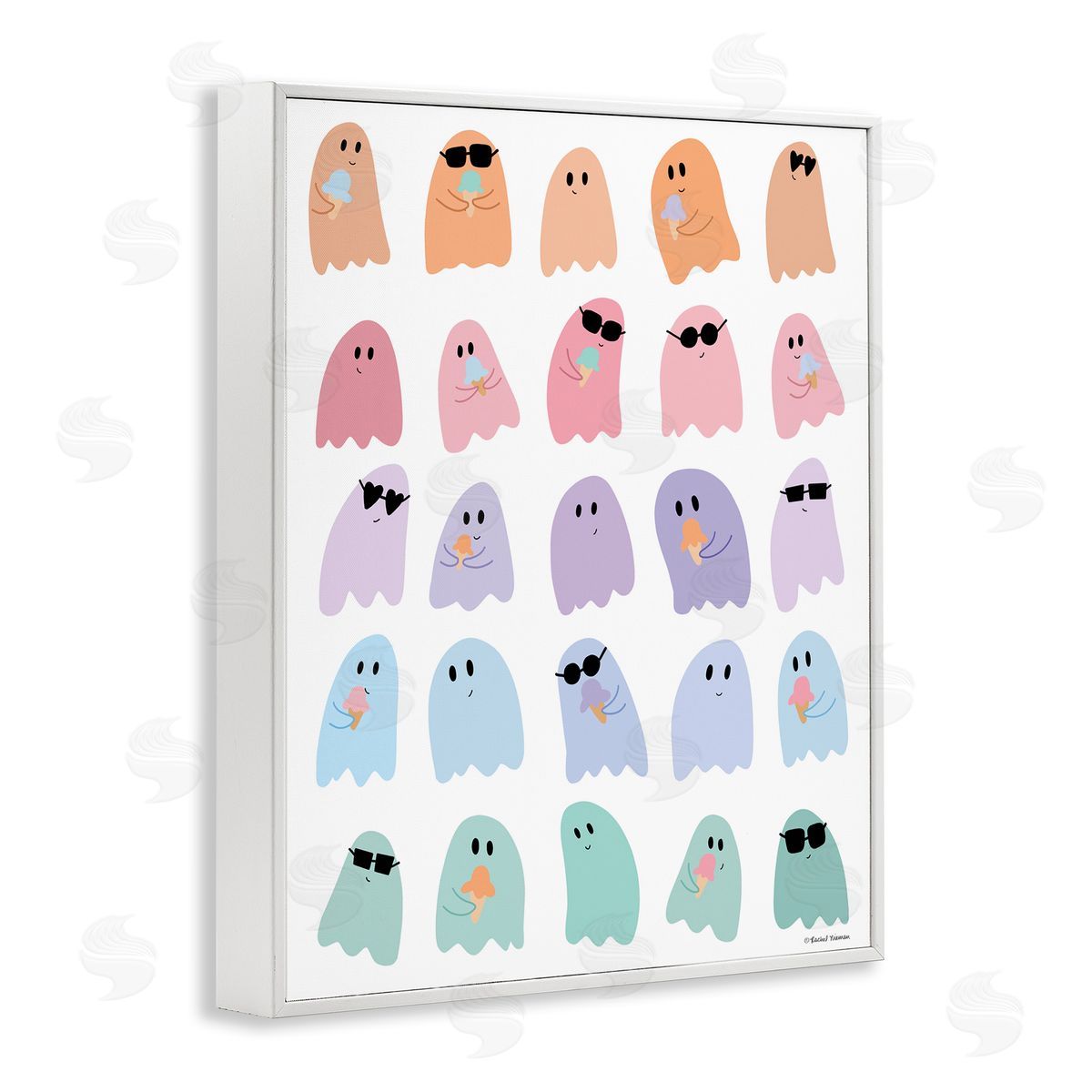 Rachel Nieman Spooky Cute Pastel Ghosts Canvas Wall Art Print