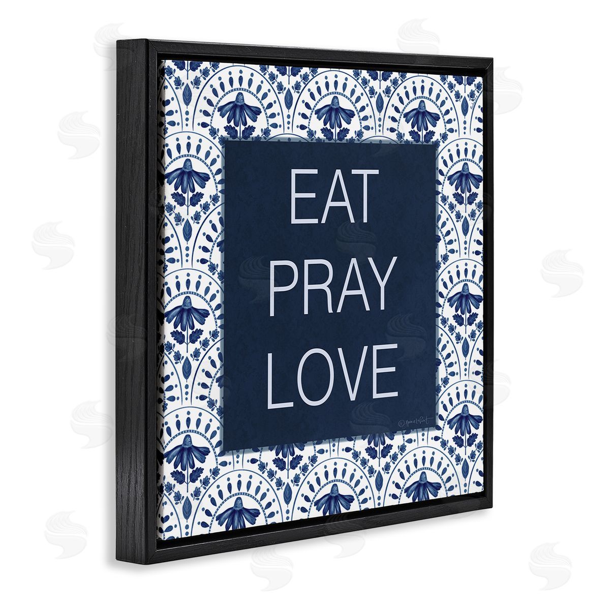 Annie LaPoint Eat Pray Love on Blue Florals Canvas Wall Art Print