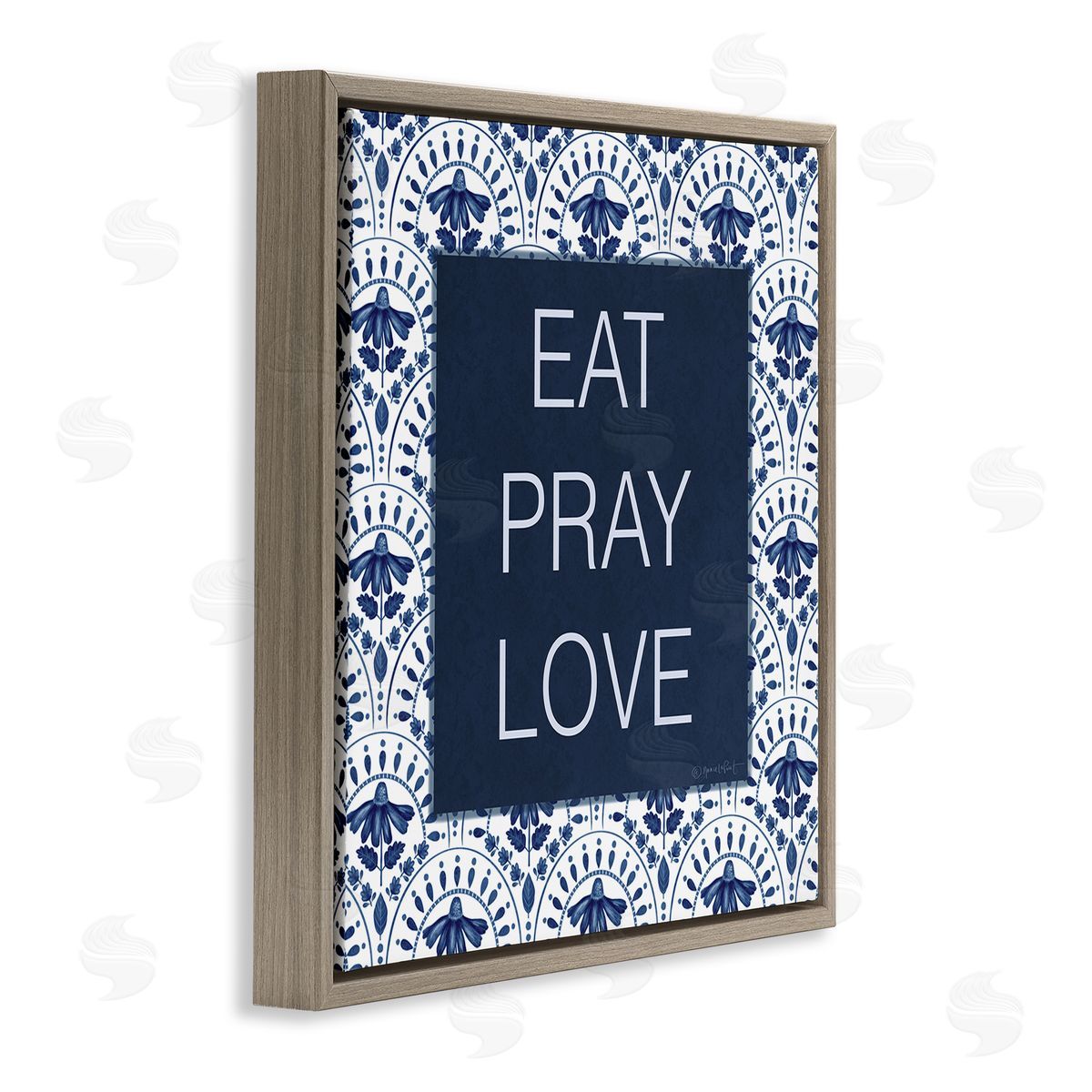 Annie LaPoint Eat Pray Love on Blue Florals Canvas Wall Art Print