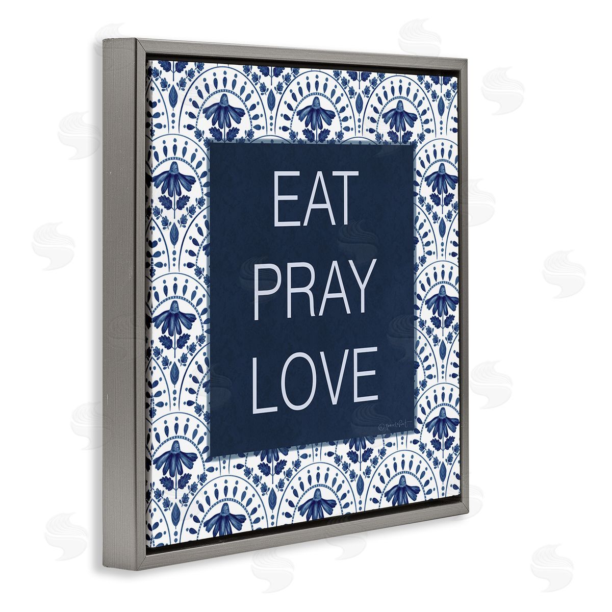 Annie LaPoint Eat Pray Love on Blue Florals Canvas Wall Art Print