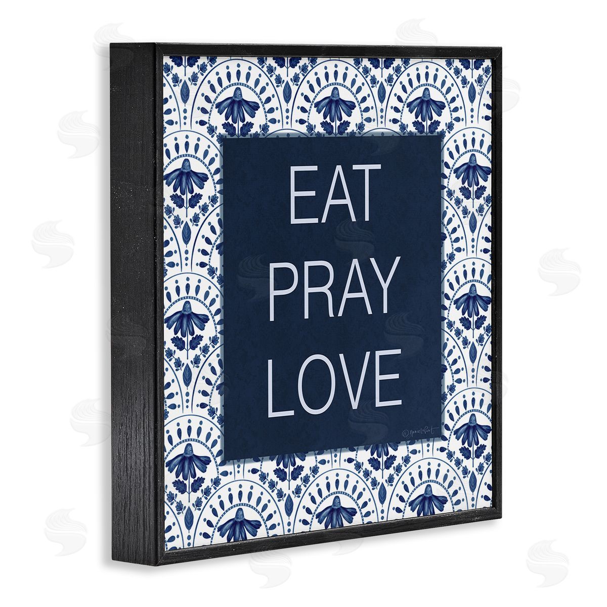 Annie LaPoint Eat Pray Love on Blue Florals Canvas Wall Art Print