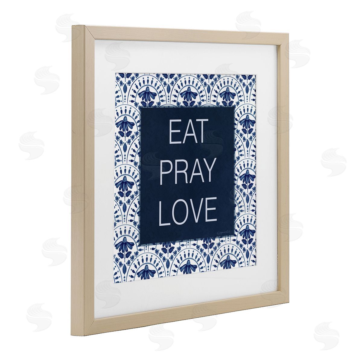 Annie LaPoint Eat Pray Love on Blue Florals Canvas Wall Art Print