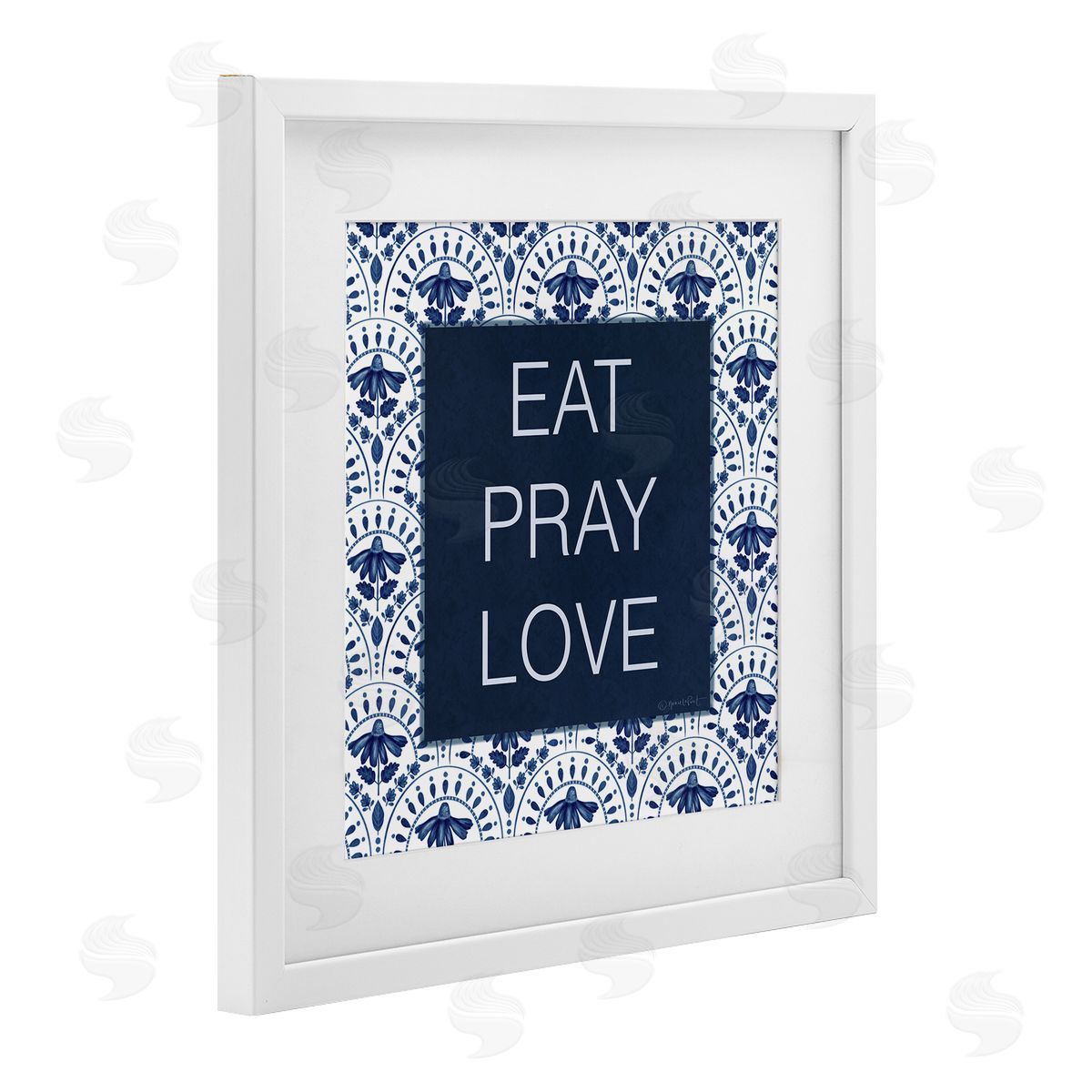 Annie LaPoint Eat Pray Love on Blue Florals Canvas Wall Art Print