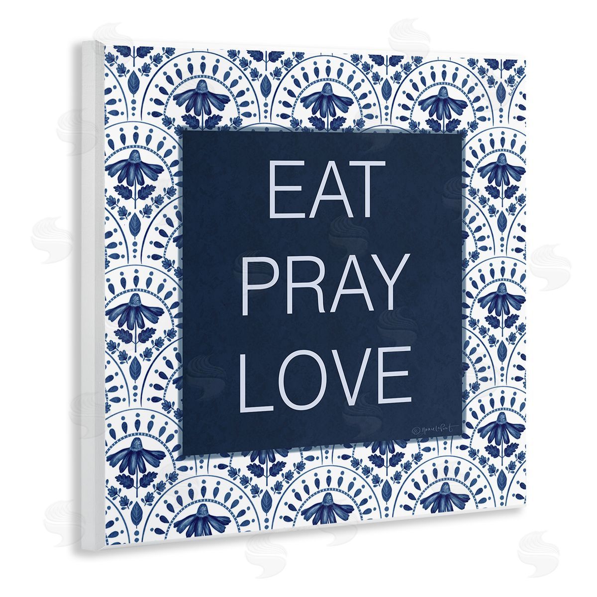 Annie LaPoint Eat Pray Love on Blue Florals Canvas Wall Art Print