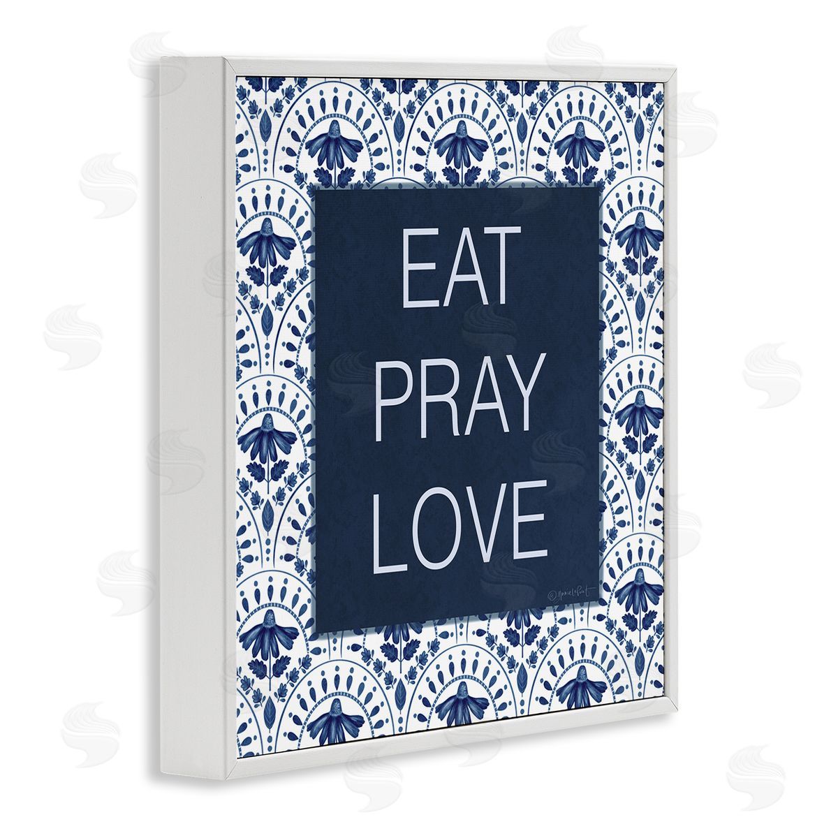 Annie LaPoint Eat Pray Love on Blue Florals Canvas Wall Art Print
