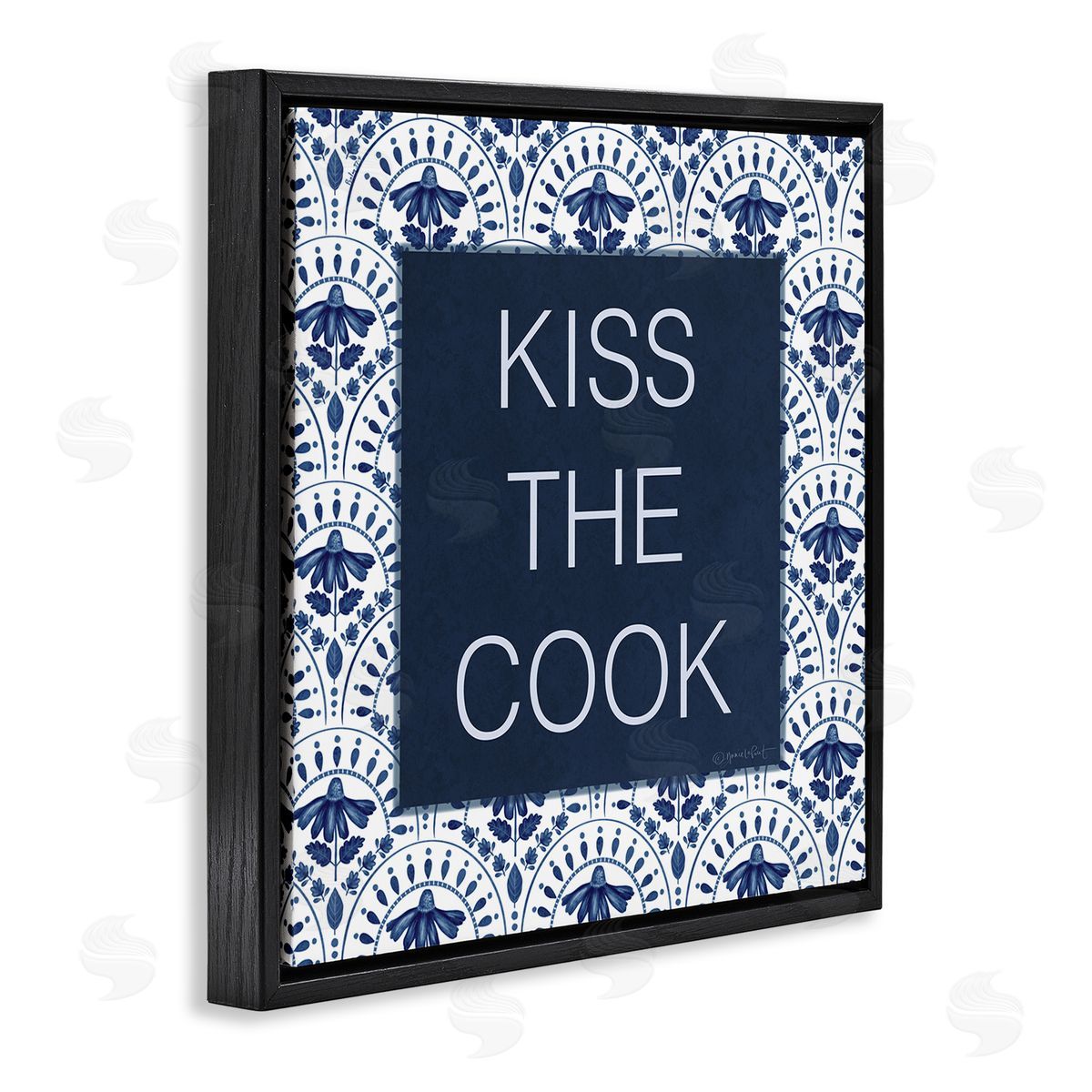 Annie LaPoint Kiss The Cook Blue Florals Canvas Wall Art Print