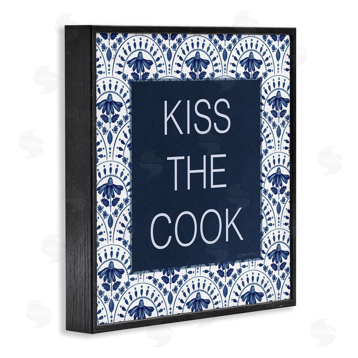 Annie LaPoint Kiss The Cook Blue Florals Canvas Wall Art Print