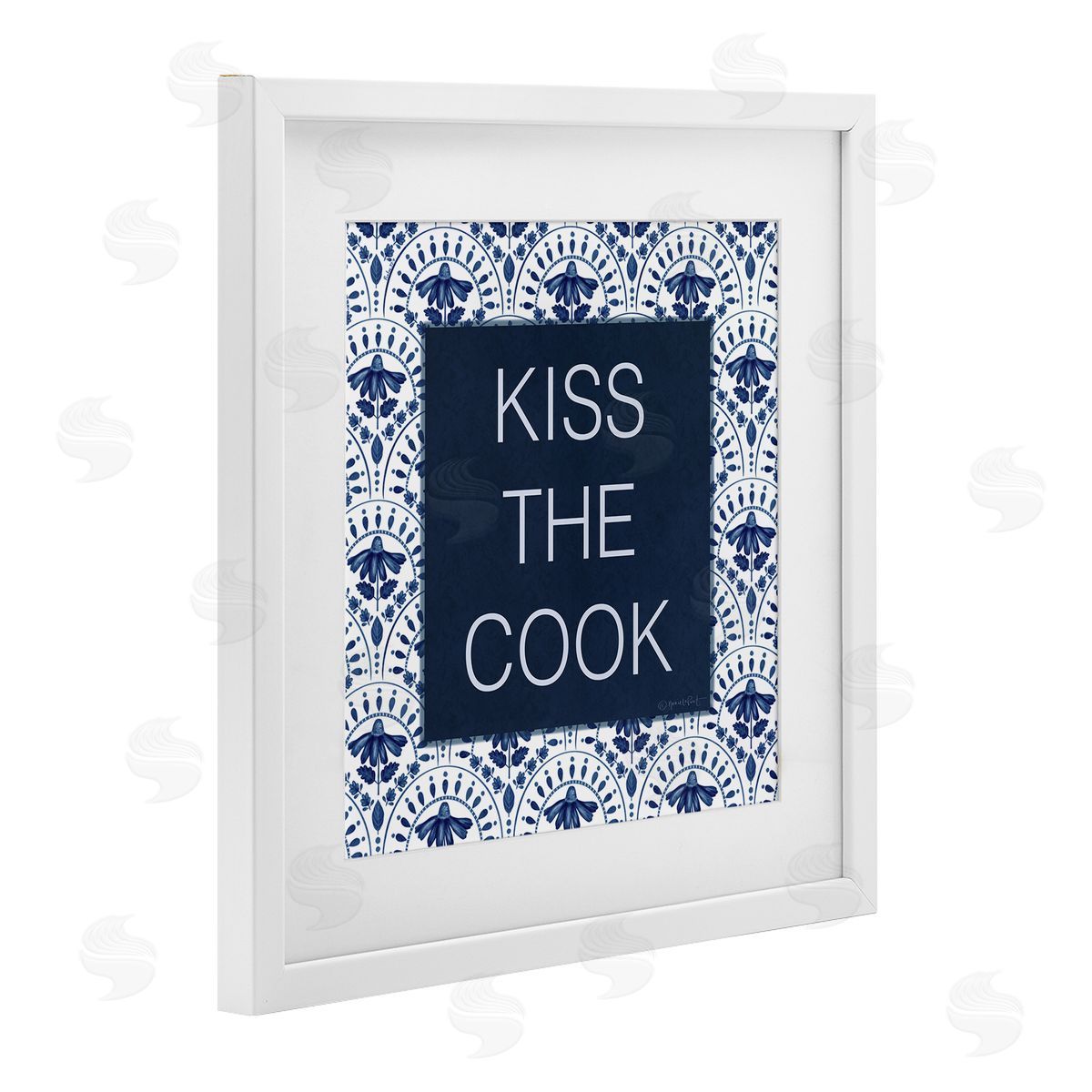 Annie LaPoint Kiss The Cook Blue Florals Canvas Wall Art Print