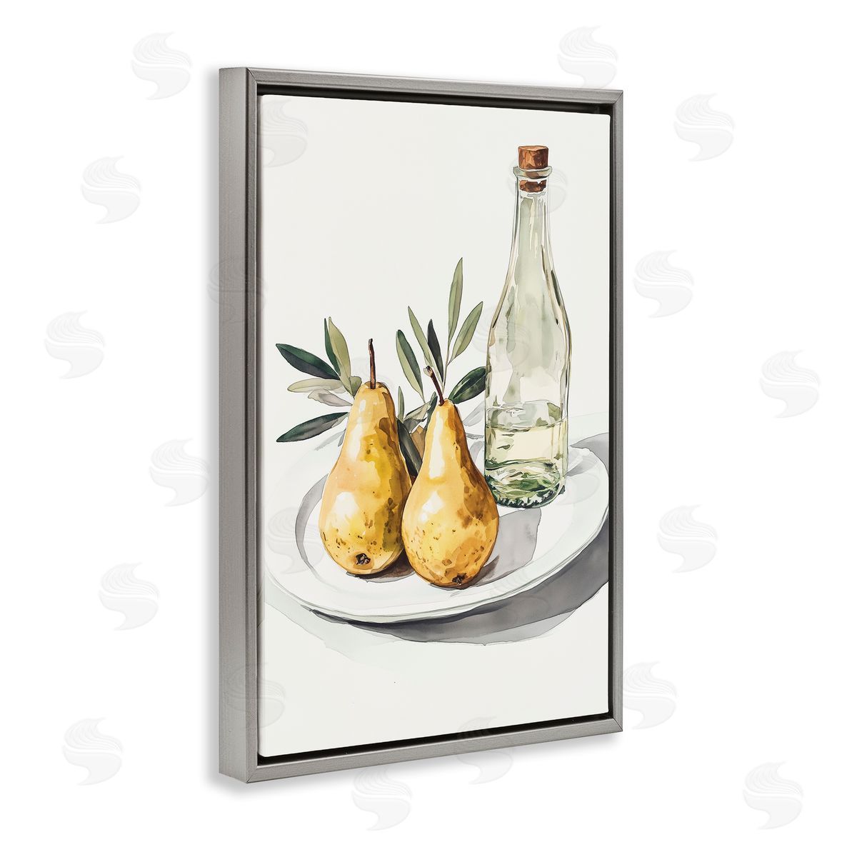 Heidi Kuntz Pears and Bottle Platter Canvas Wall Art Print