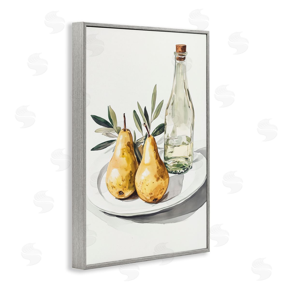 Heidi Kuntz Pears and Bottle Platter Canvas Wall Art Print