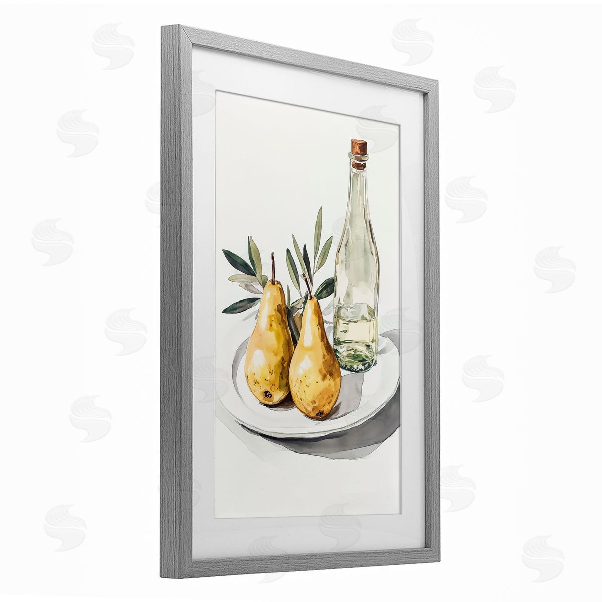 Heidi Kuntz Pears and Bottle Platter Canvas Wall Art Print