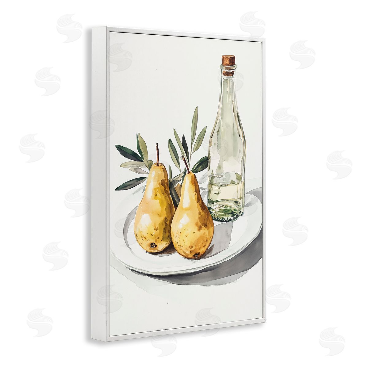 Heidi Kuntz Pears and Bottle Platter Canvas Wall Art Print