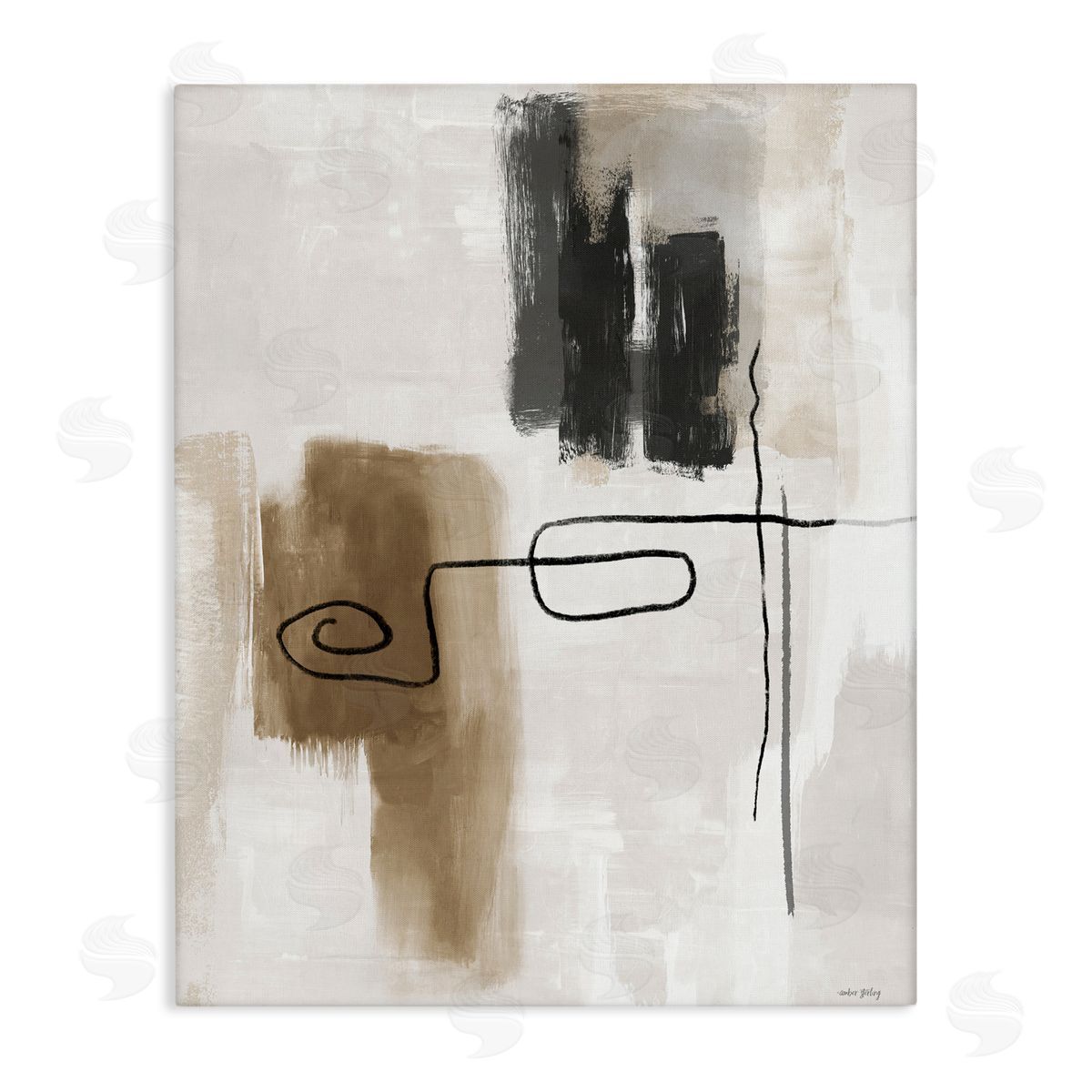 Amber Sterling Flowing Contrast Grey & Tan Canvas Wall Art Print