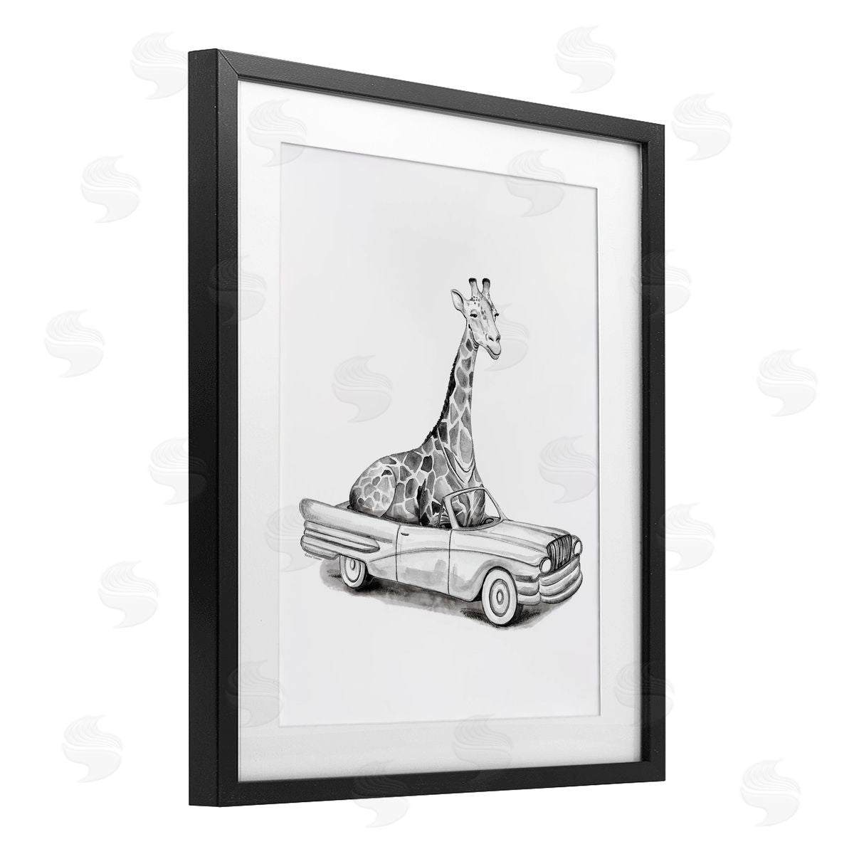 Rachel Nieman Giraffe in Vintage Vehicle Canvas Wall Art Print