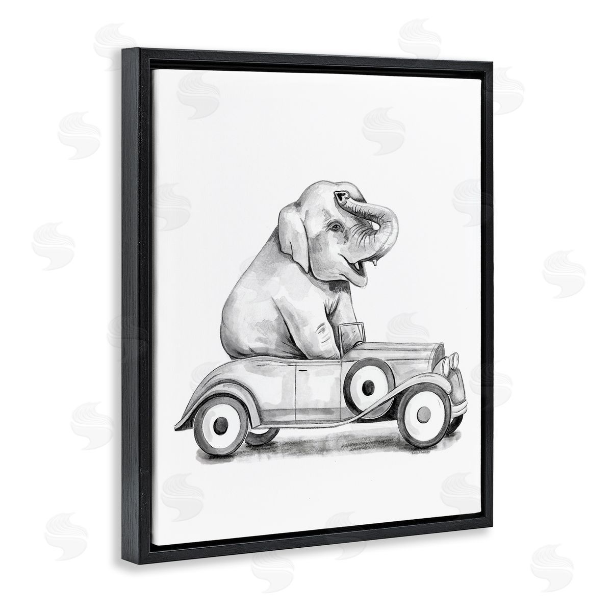 Rachel Nieman Elephant in Vintage Vehicle Canvas Wall Art Print