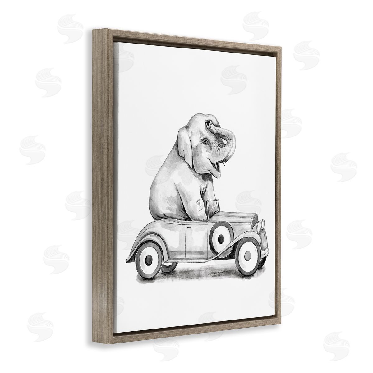 Rachel Nieman Elephant in Vintage Vehicle Canvas Wall Art Print