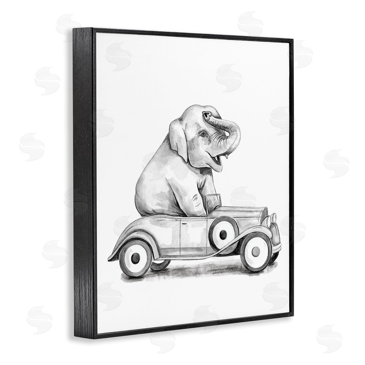 Rachel Nieman Elephant in Vintage Vehicle Canvas Wall Art Print