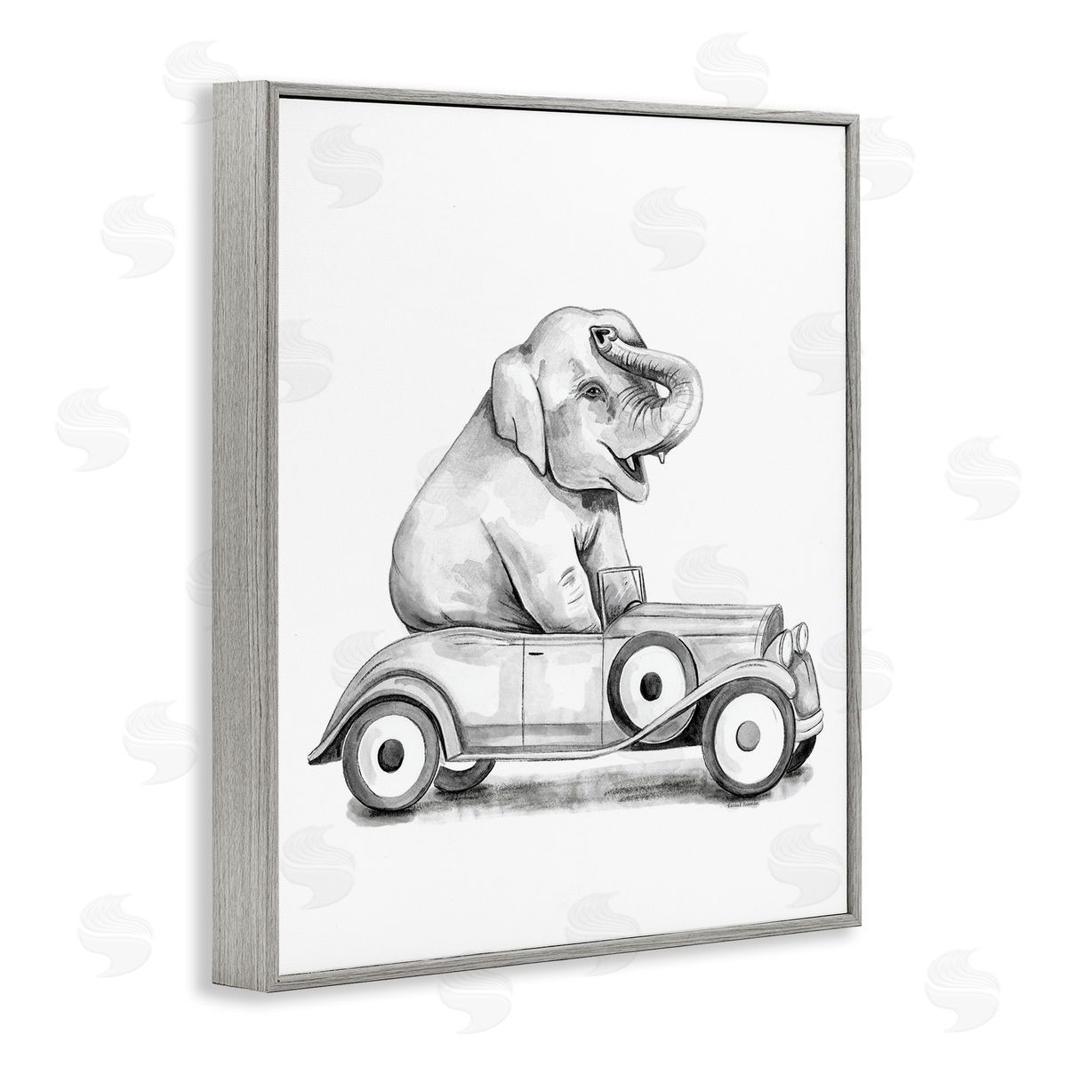 Rachel Nieman Elephant in Vintage Vehicle Canvas Wall Art Print