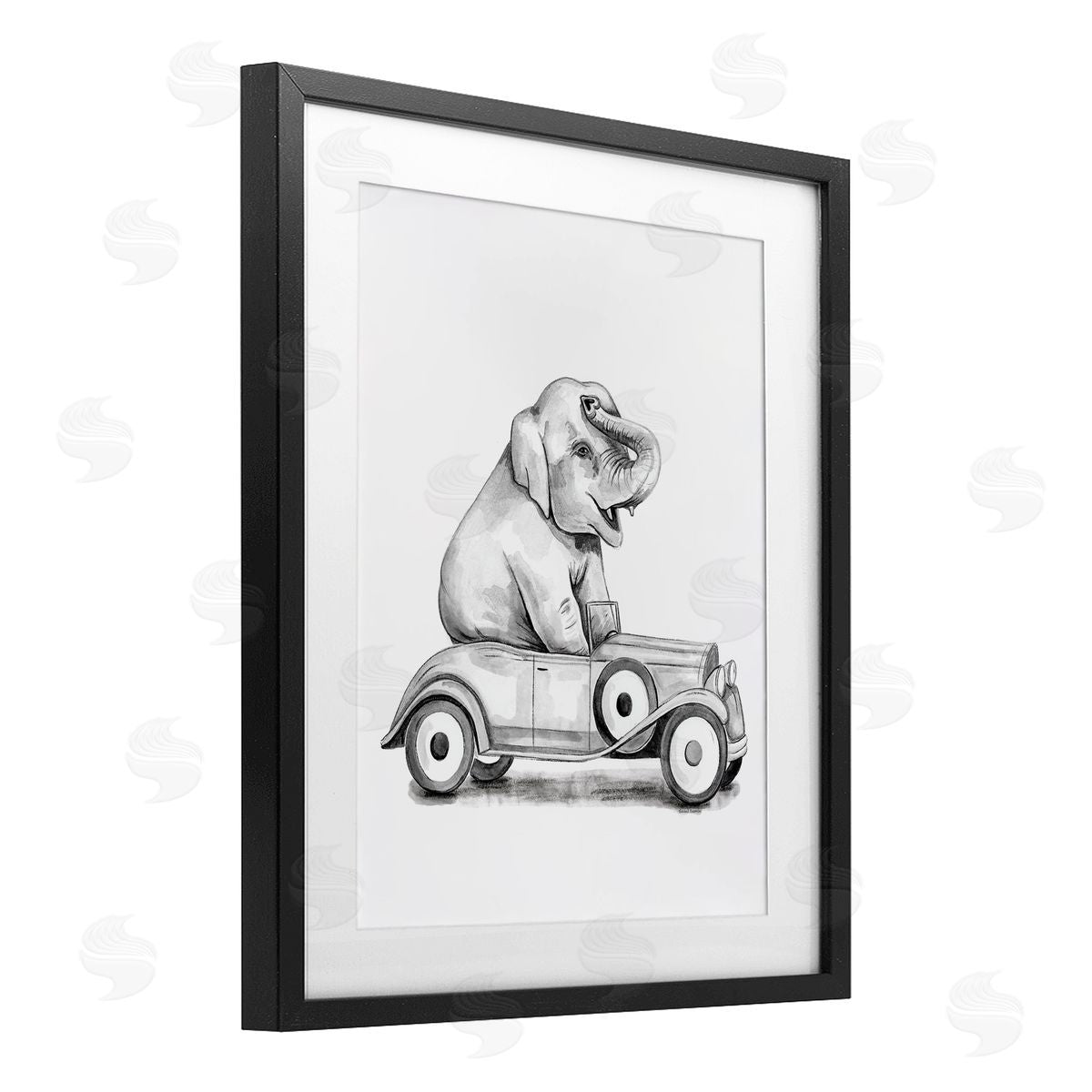 Rachel Nieman Elephant in Vintage Vehicle Canvas Wall Art Print
