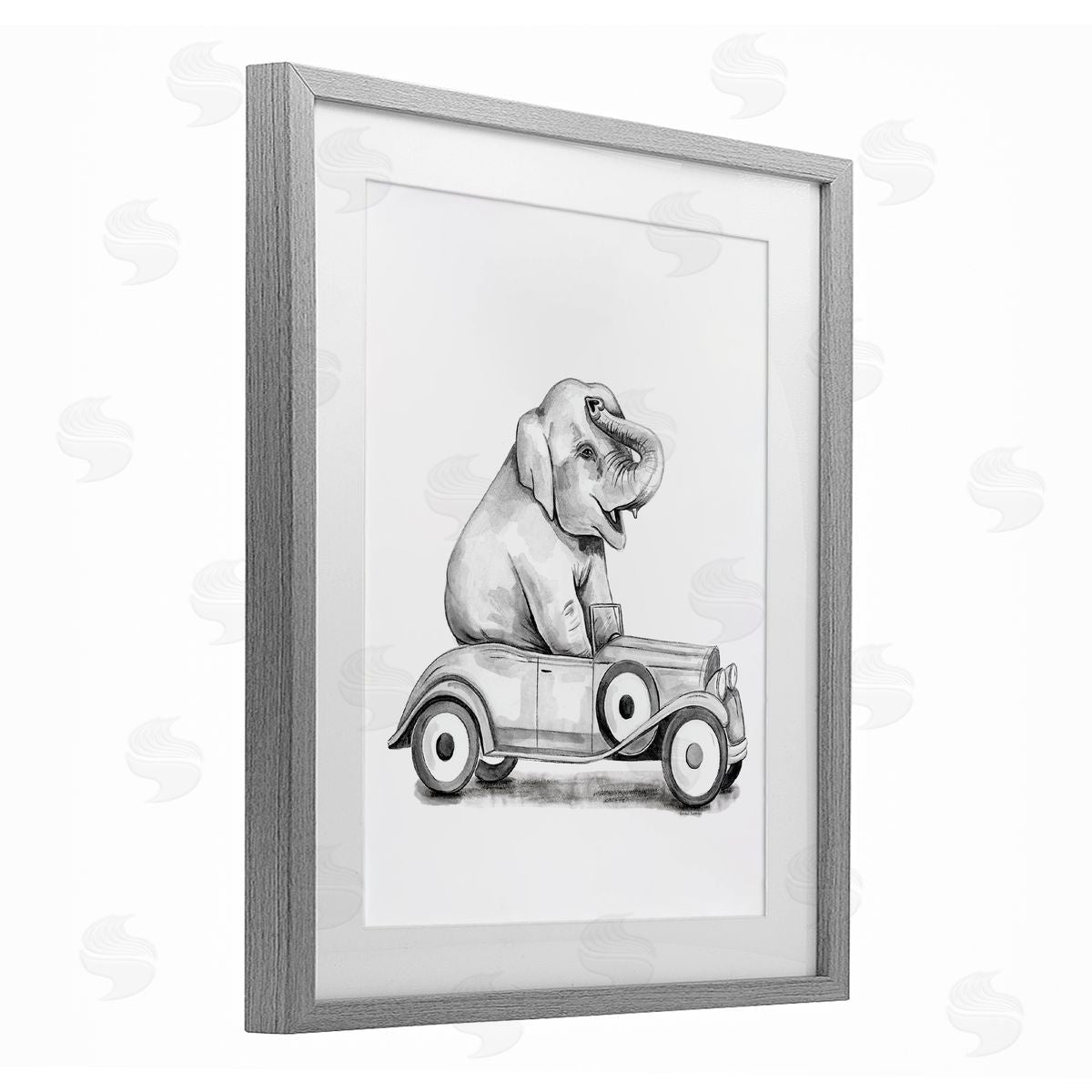 Rachel Nieman Elephant in Vintage Vehicle Canvas Wall Art Print