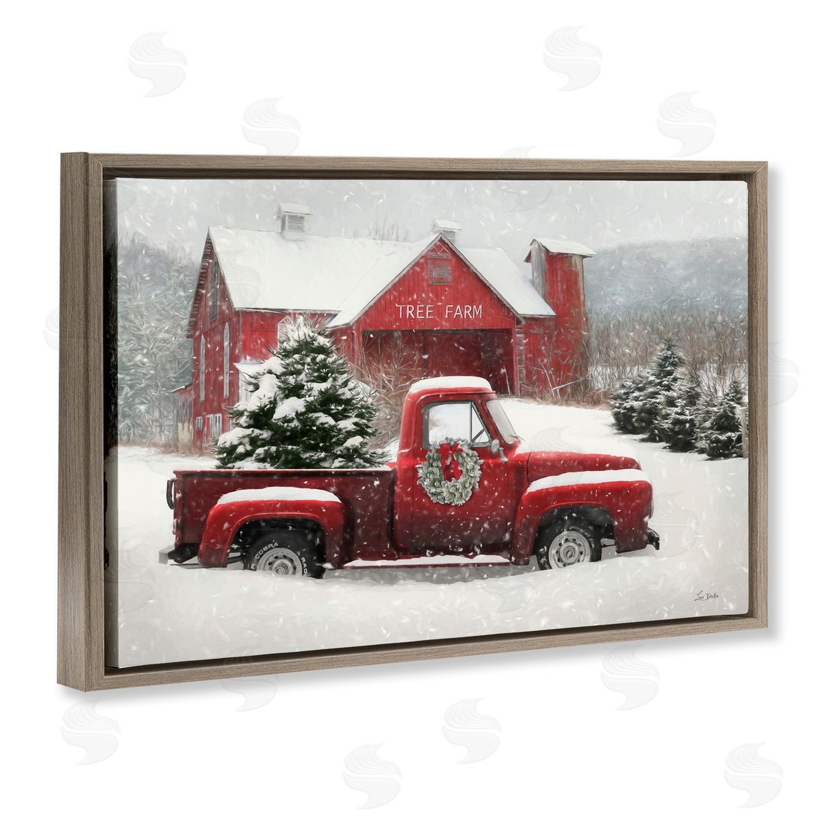 Lori Deiter Festive Tree Farm Pickup Canvas Wall Art Print