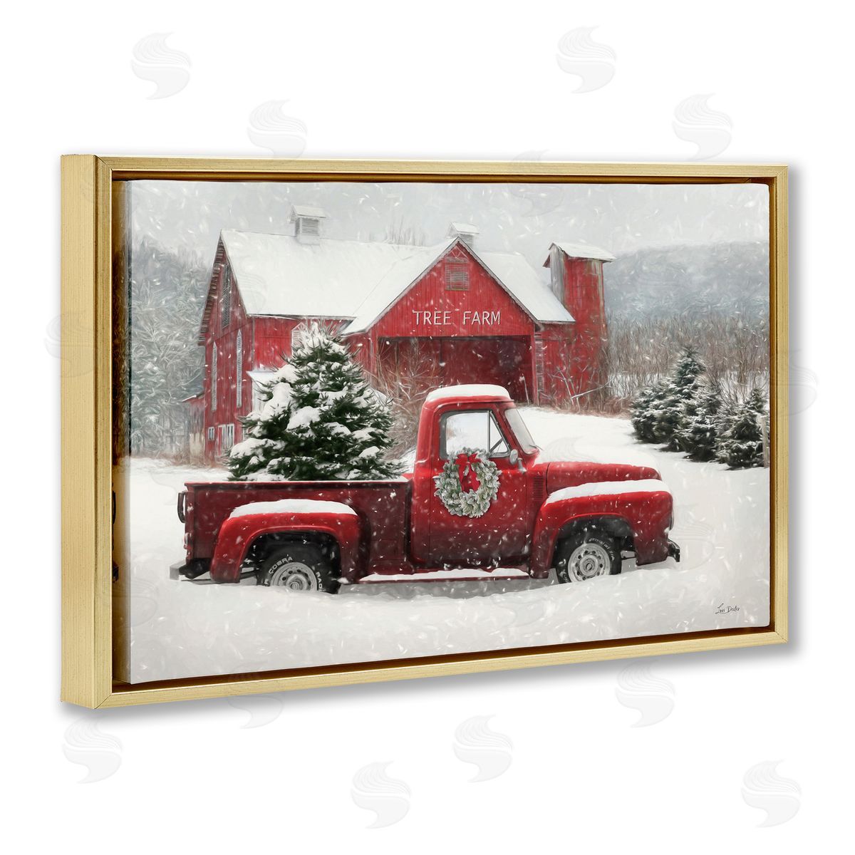 Lori Deiter Festive Tree Farm Pickup Canvas Wall Art Print